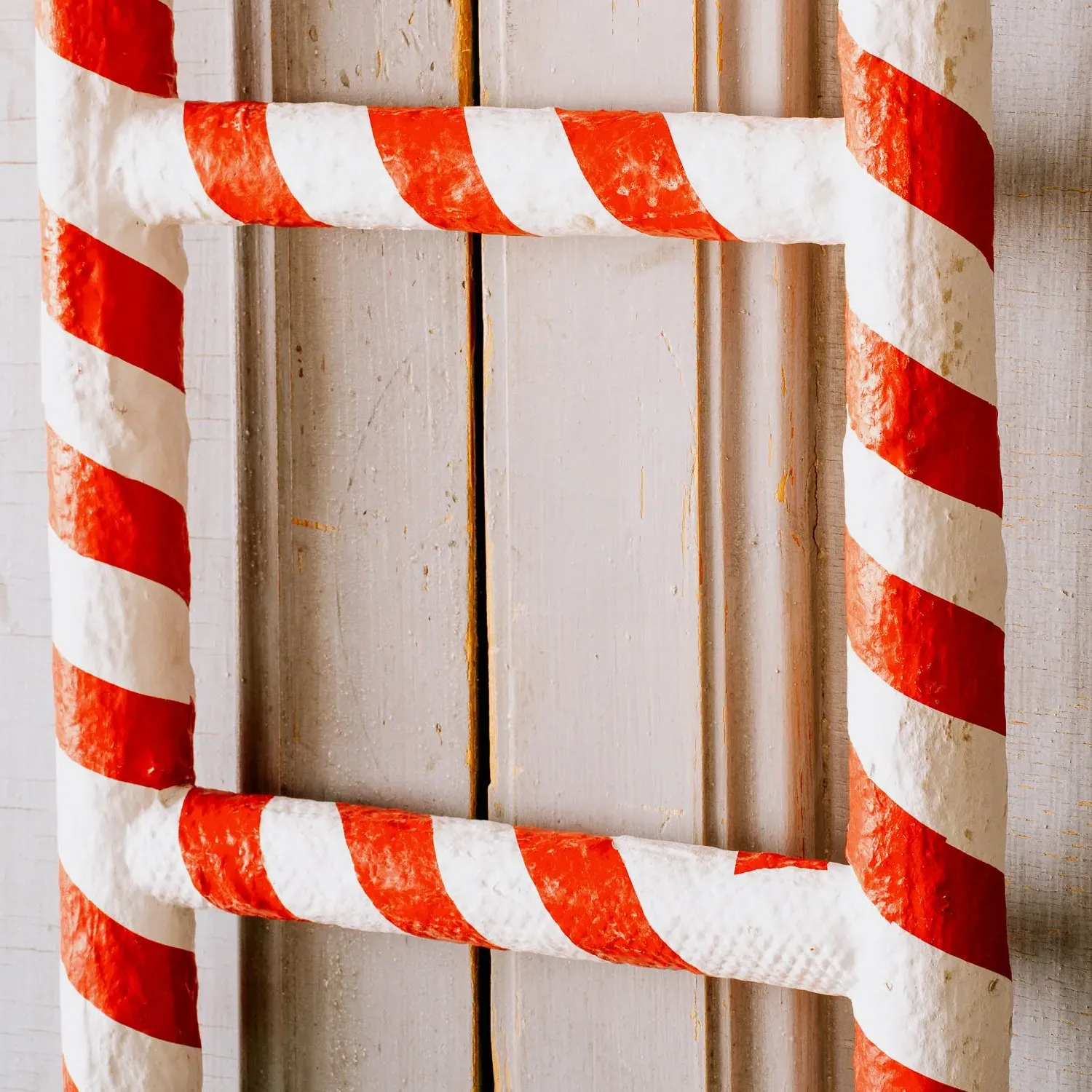 Wooden Candy Cane Stripe Ladder - Red, Fir