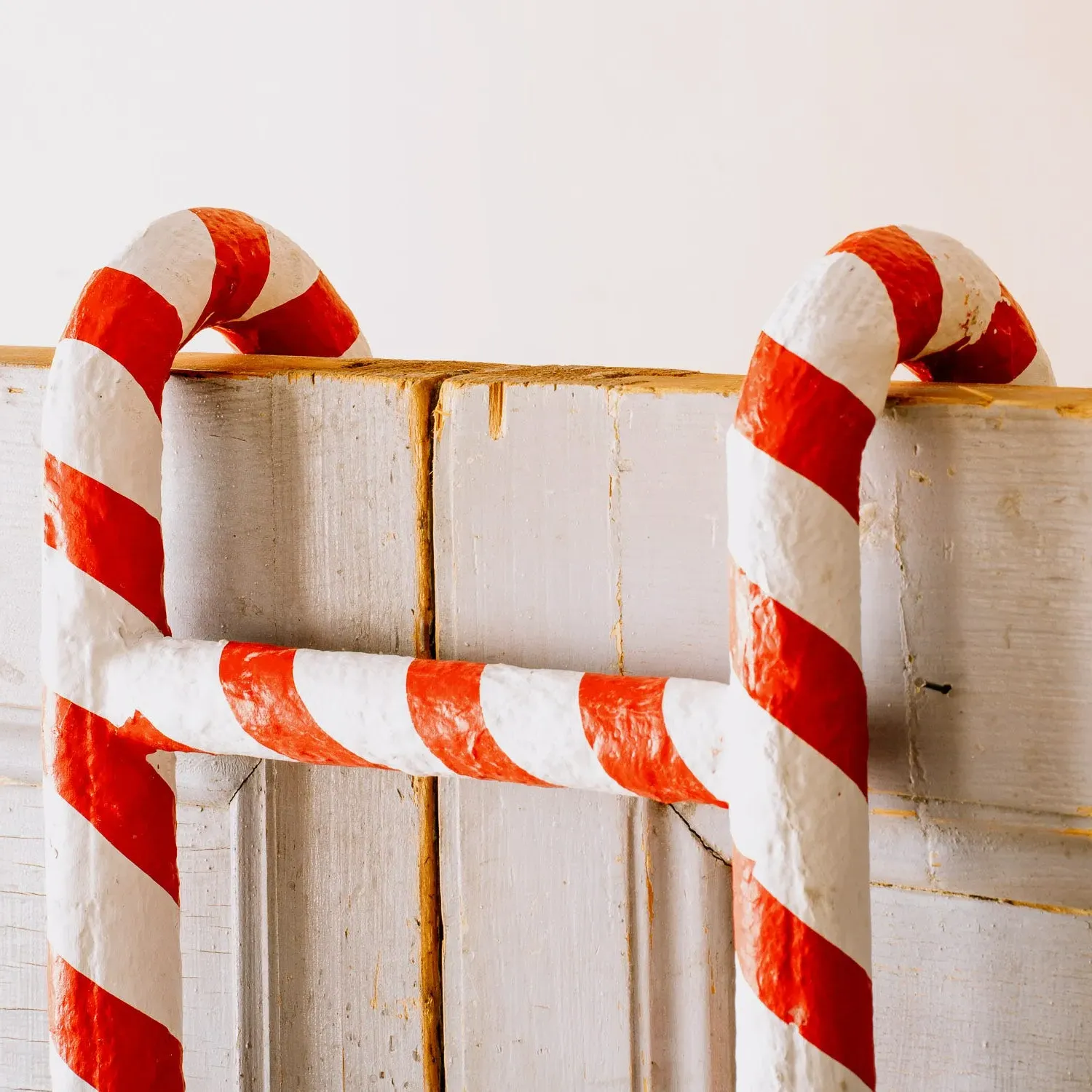 Wooden Candy Cane Stripe Ladder - Red, Fir