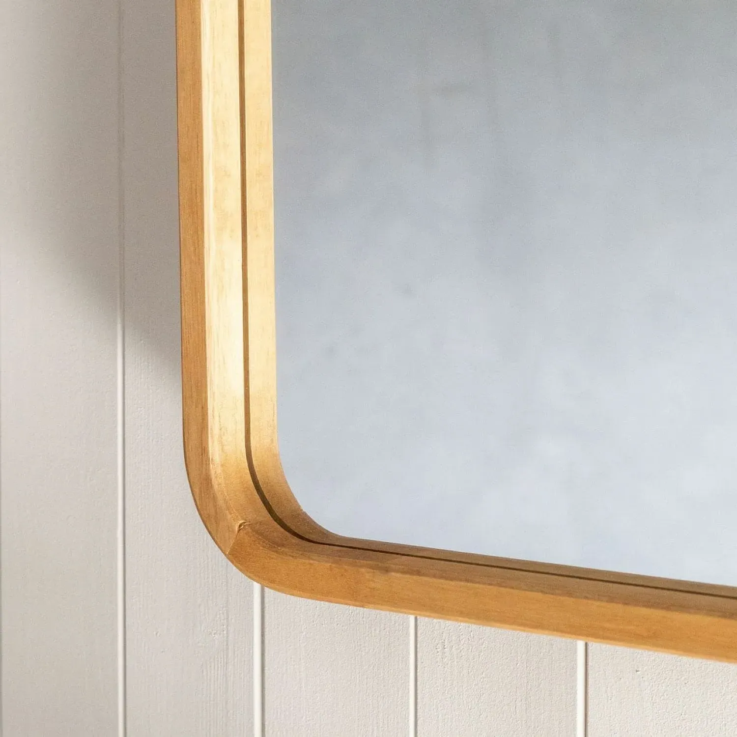 Wooden Edge Wall Mirror with Swivel Frame - Rubber Wood