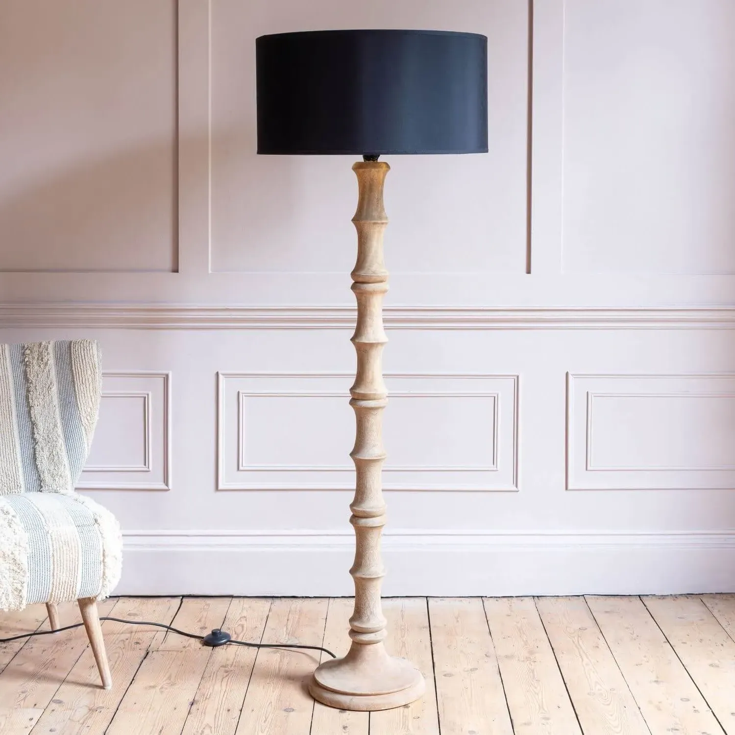 Wooden Floor Lamp - Mango Wood image