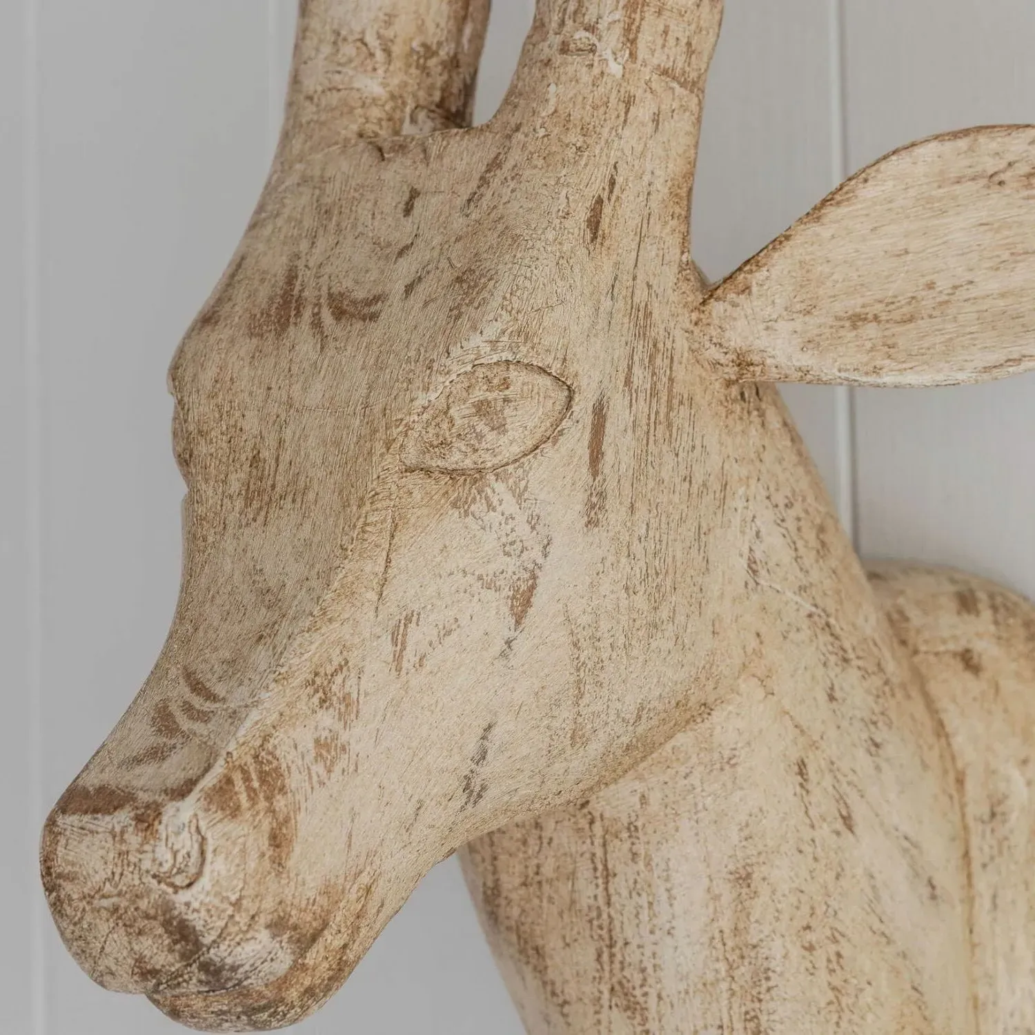 Wooden Gazelle Head Wall Mount - White