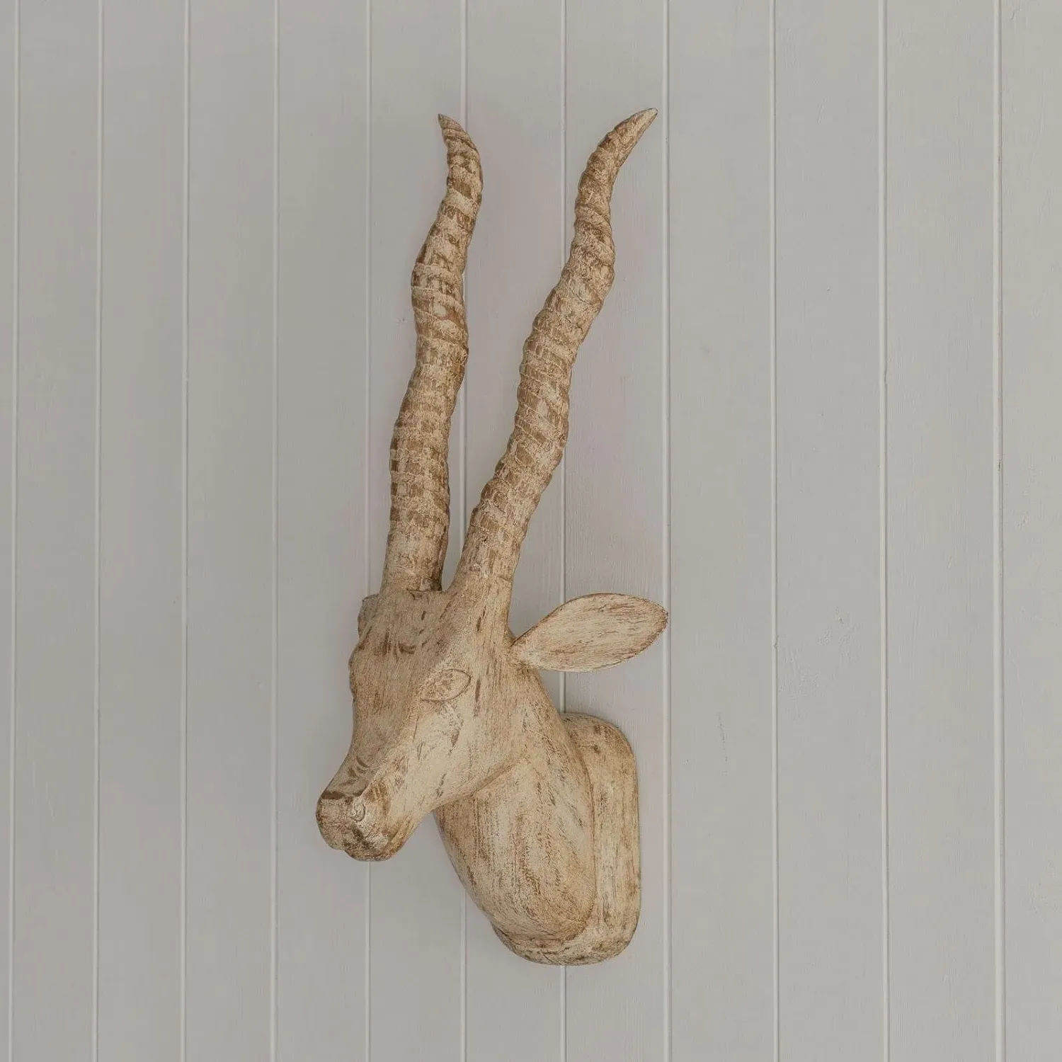 Wooden Gazelle Head Wall Mount - White image