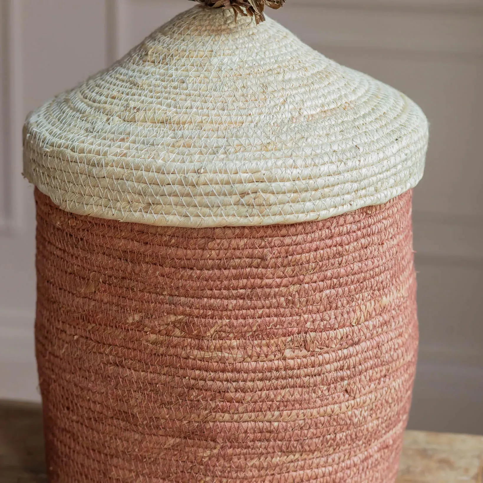 Woven Basket with Lid - Terracotta