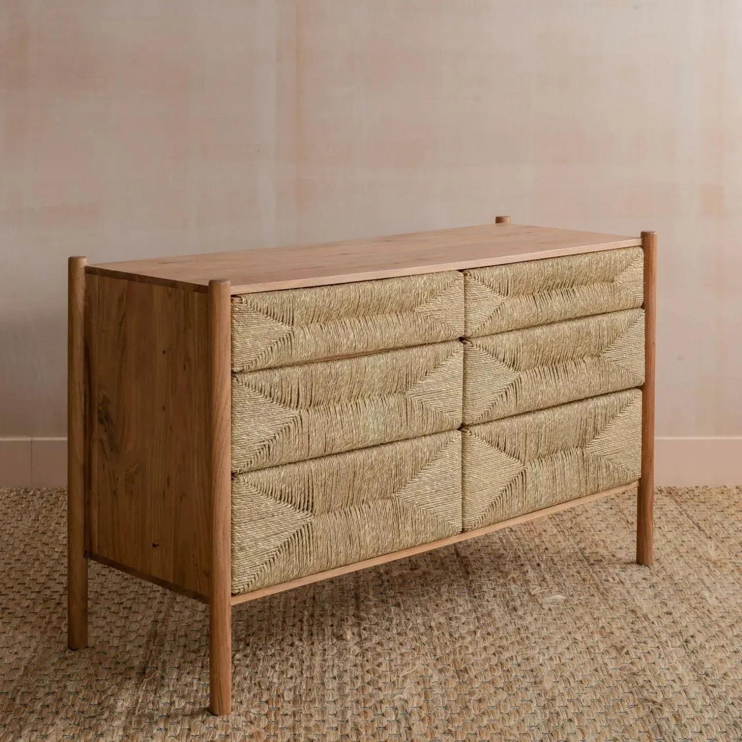 Wrenley 6-Drawer Chest of Drawers - Natural, Acacia Wood