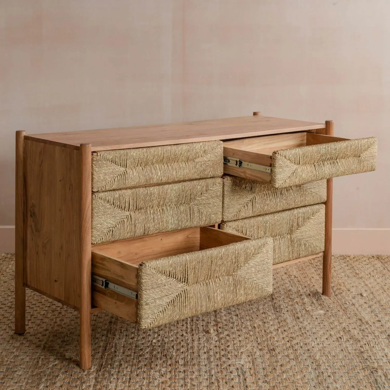 Wrenley 6-Drawer Chest of Drawers - Natural, Acacia Wood