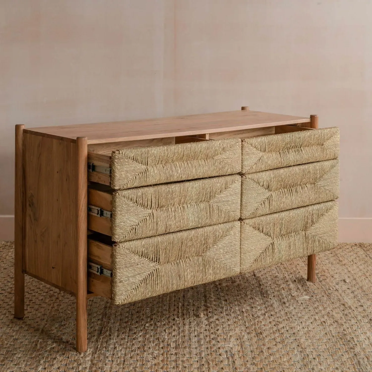 Wrenley 6-Drawer Chest of Drawers - Natural, Acacia Wood