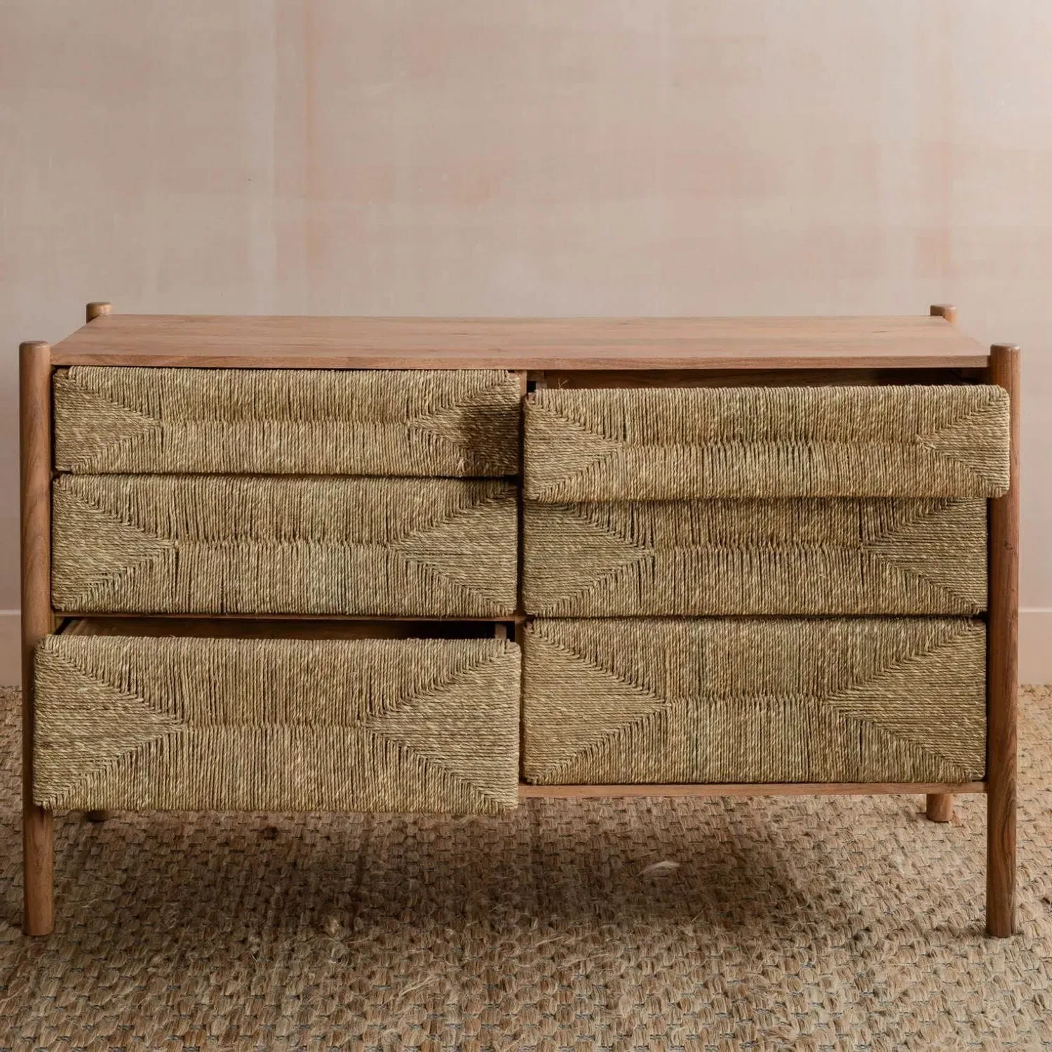 Wrenley 6-Drawer Chest of Drawers - Natural, Acacia Wood