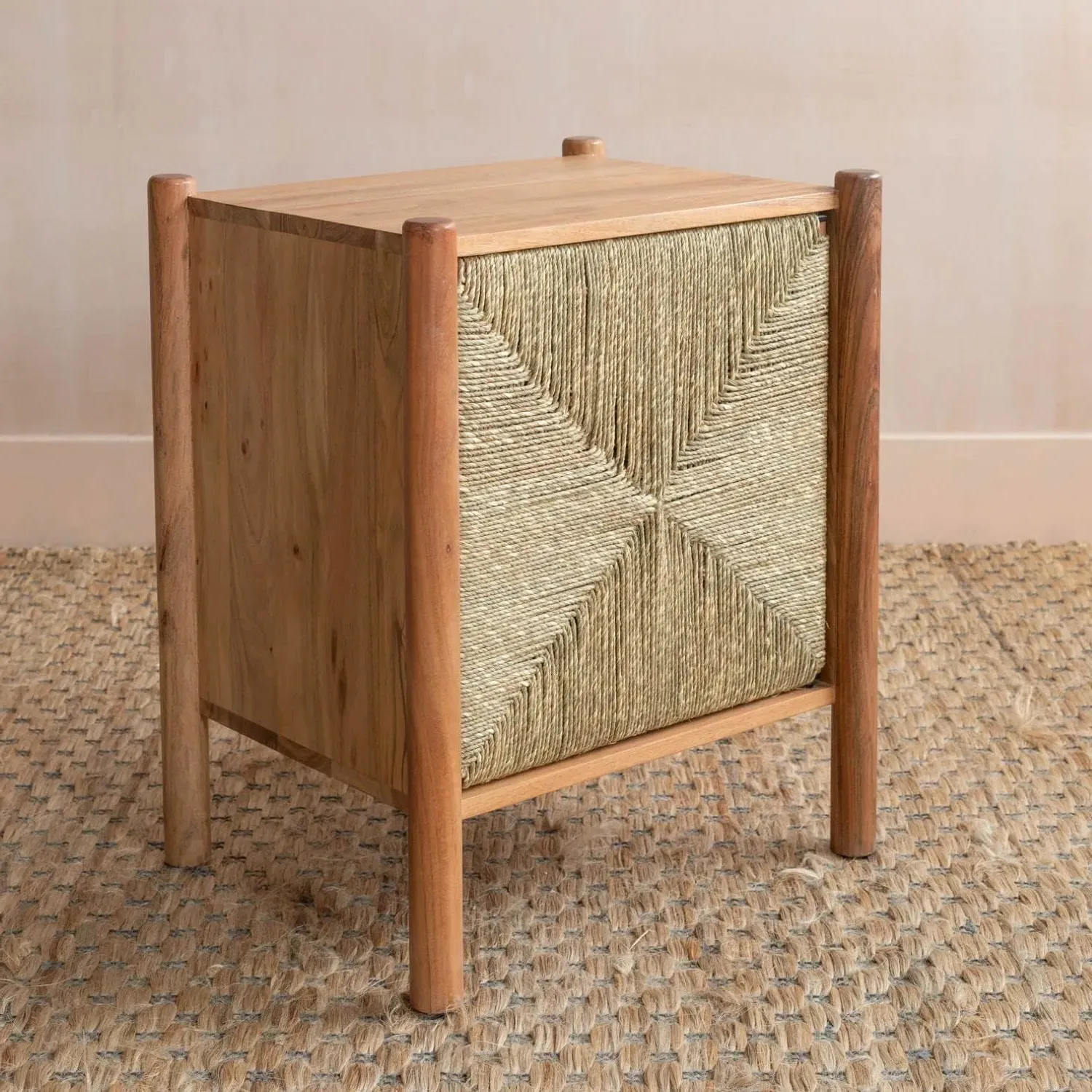 Wrenley Bedside Table - Golden, Acacia Wood