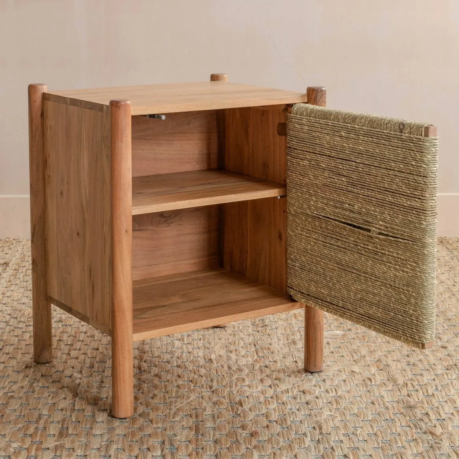 Wrenley Bedside Table - Golden, Acacia Wood