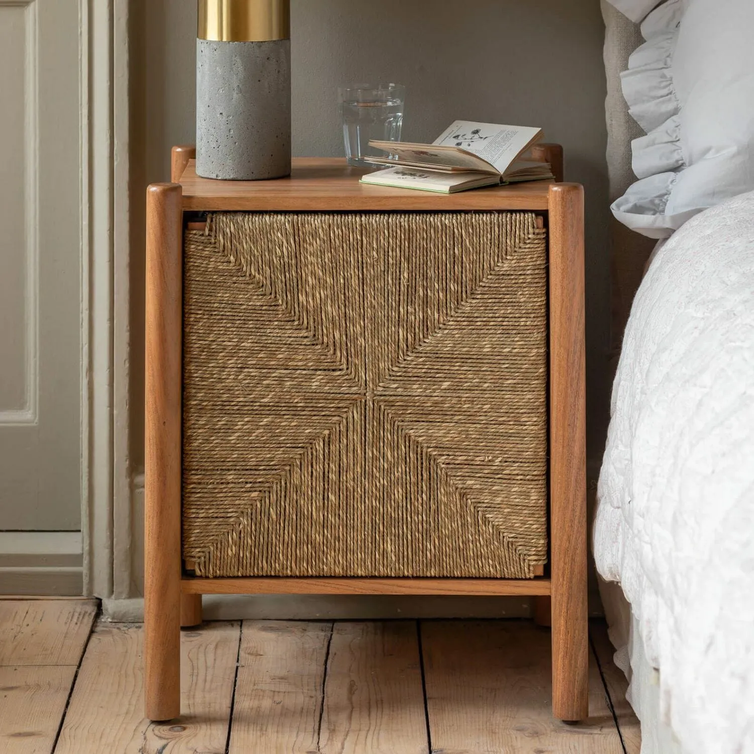 Wrenley Bedside Table - Golden, Acacia Wood image