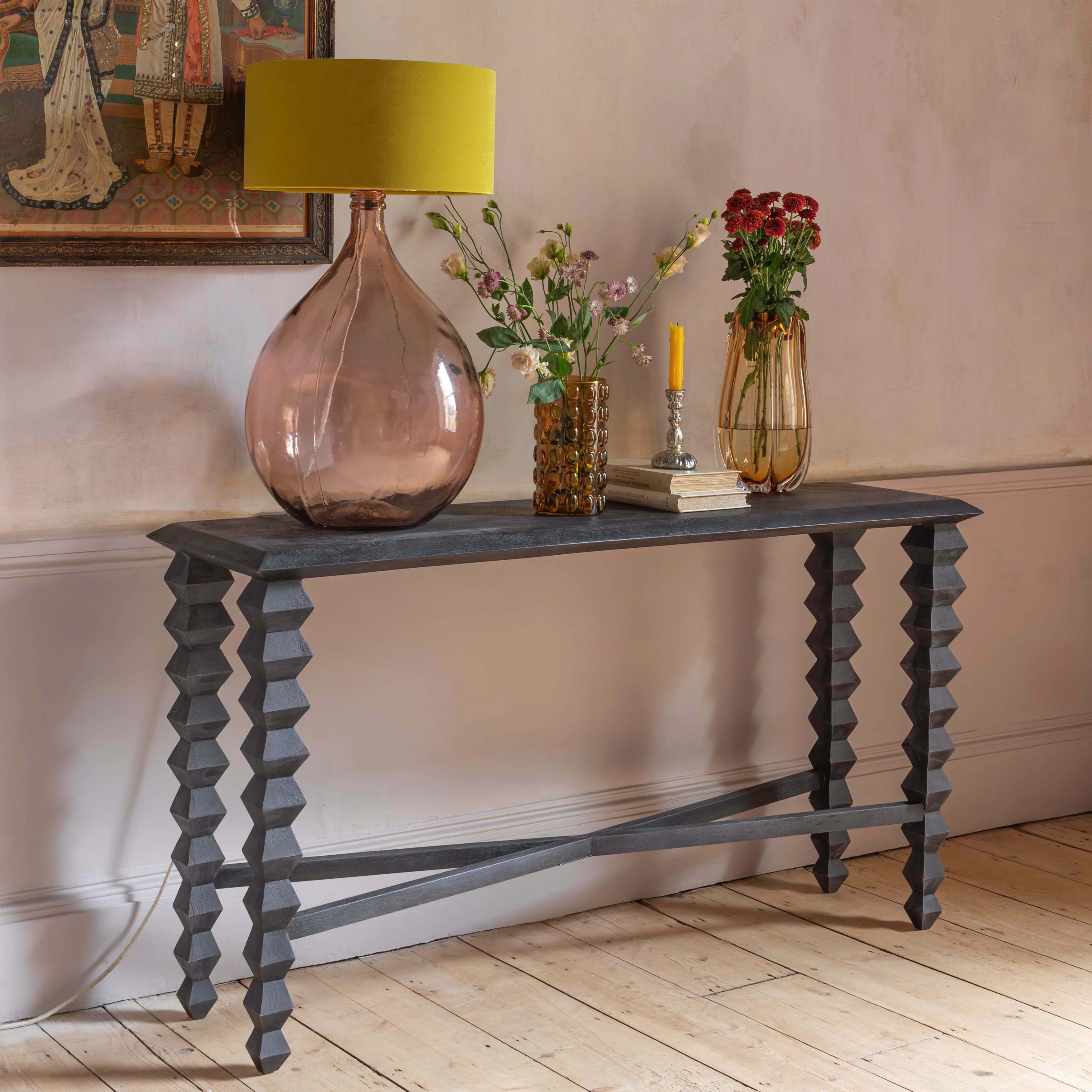 Yasmin Console Table - Black, Mango Wood