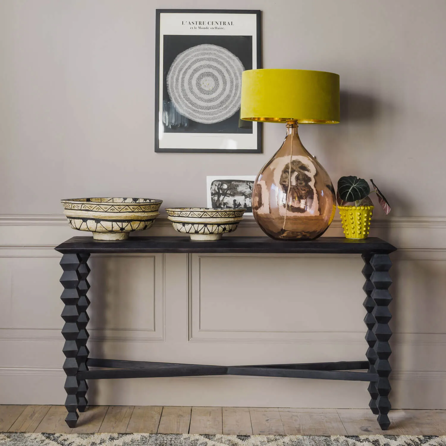 Yasmin Console Table - Black, Mango Wood