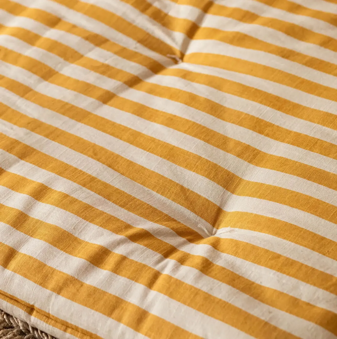 Yellow Candy Stripe Large Seat Mat - Yellow, Cotton