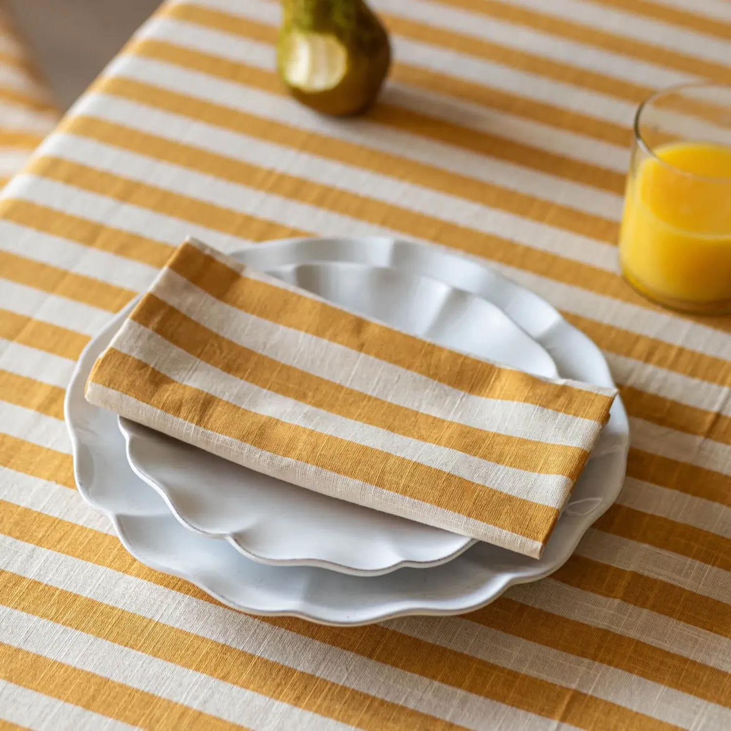 Yellow Candy Stripe Napkin - Yellow, Cotton image