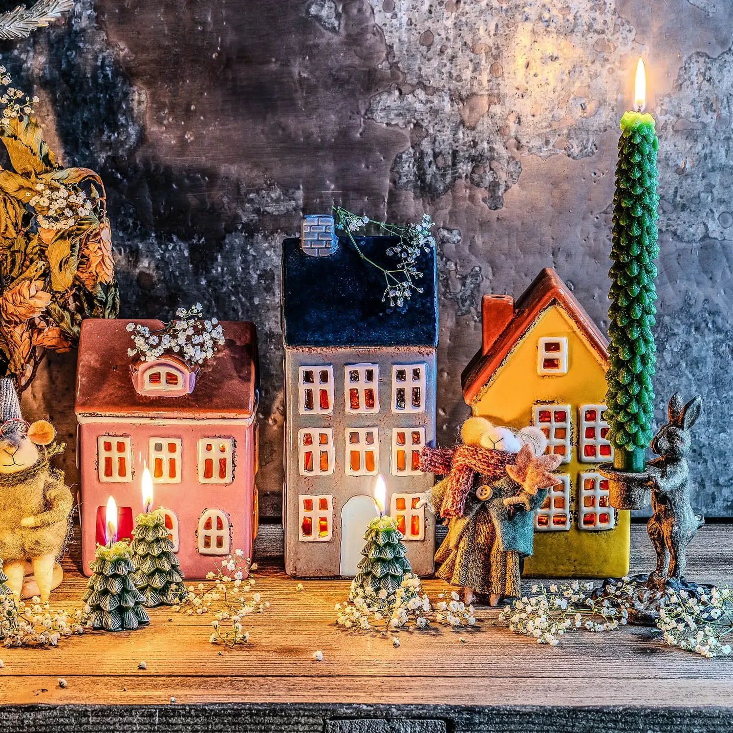 Yellow Danish House Tealight Holder - Ceramic