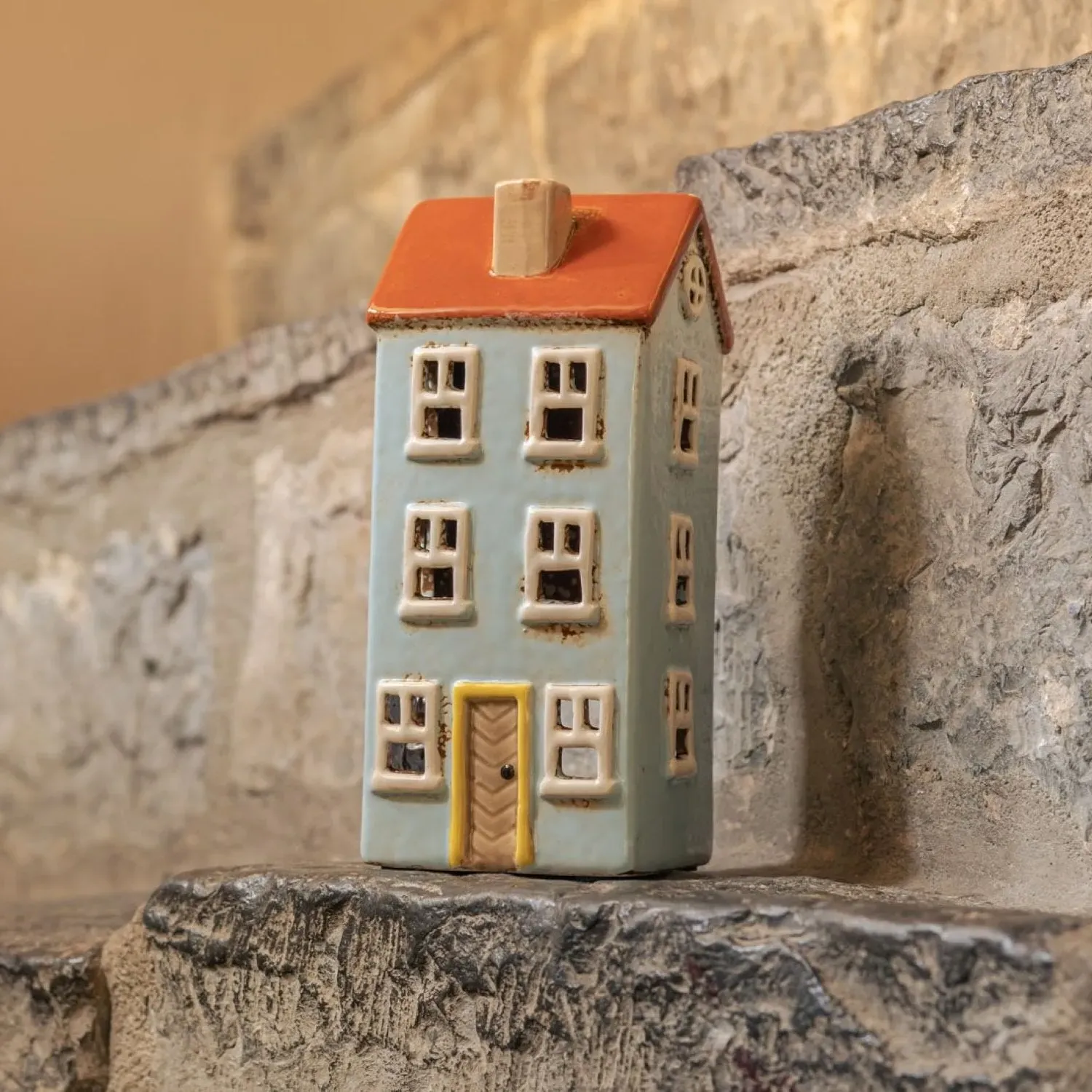 Yellow Danish House Tealight Holder - Ceramic