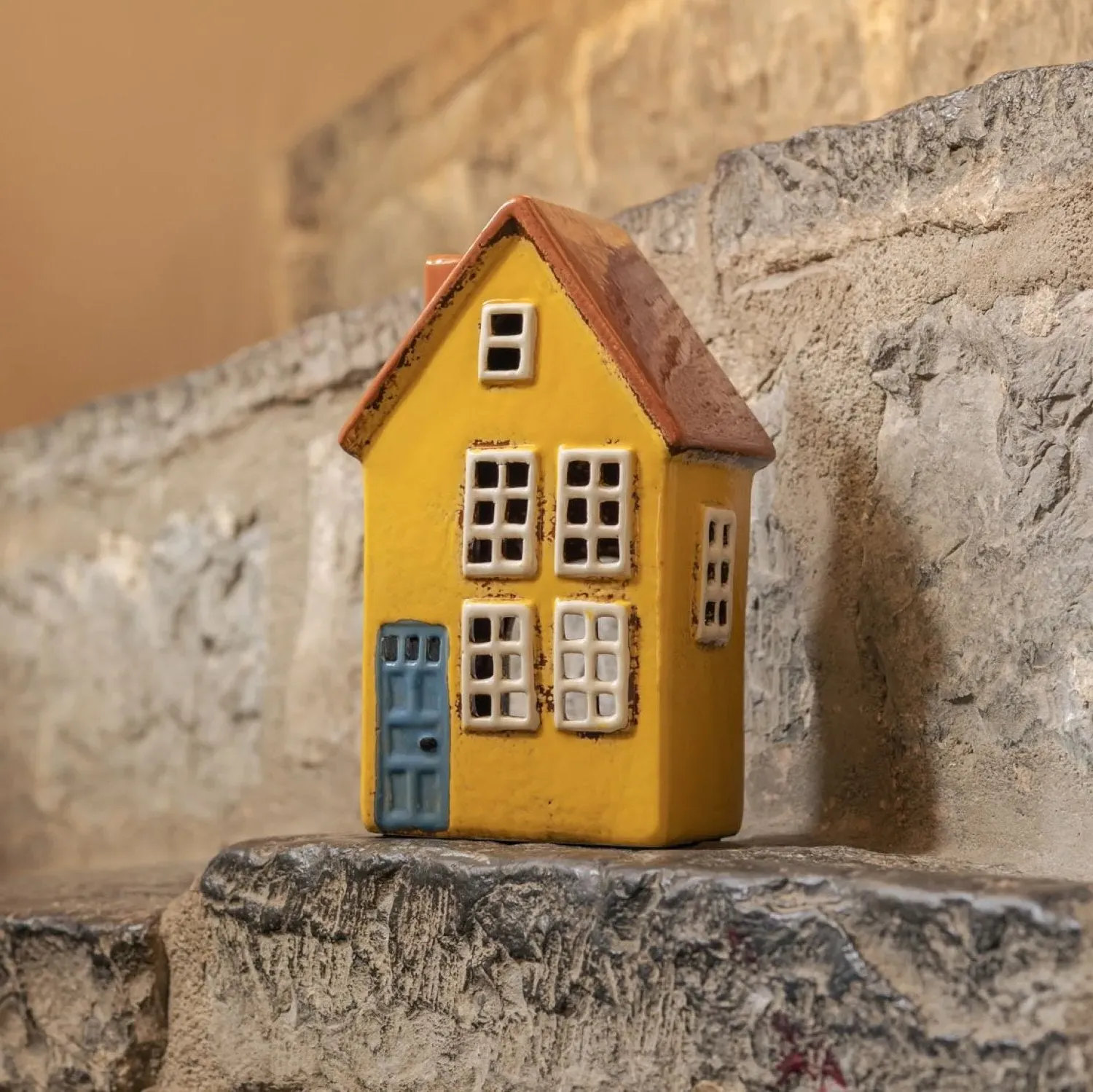 Yellow Danish House Tealight Holder - Ceramic