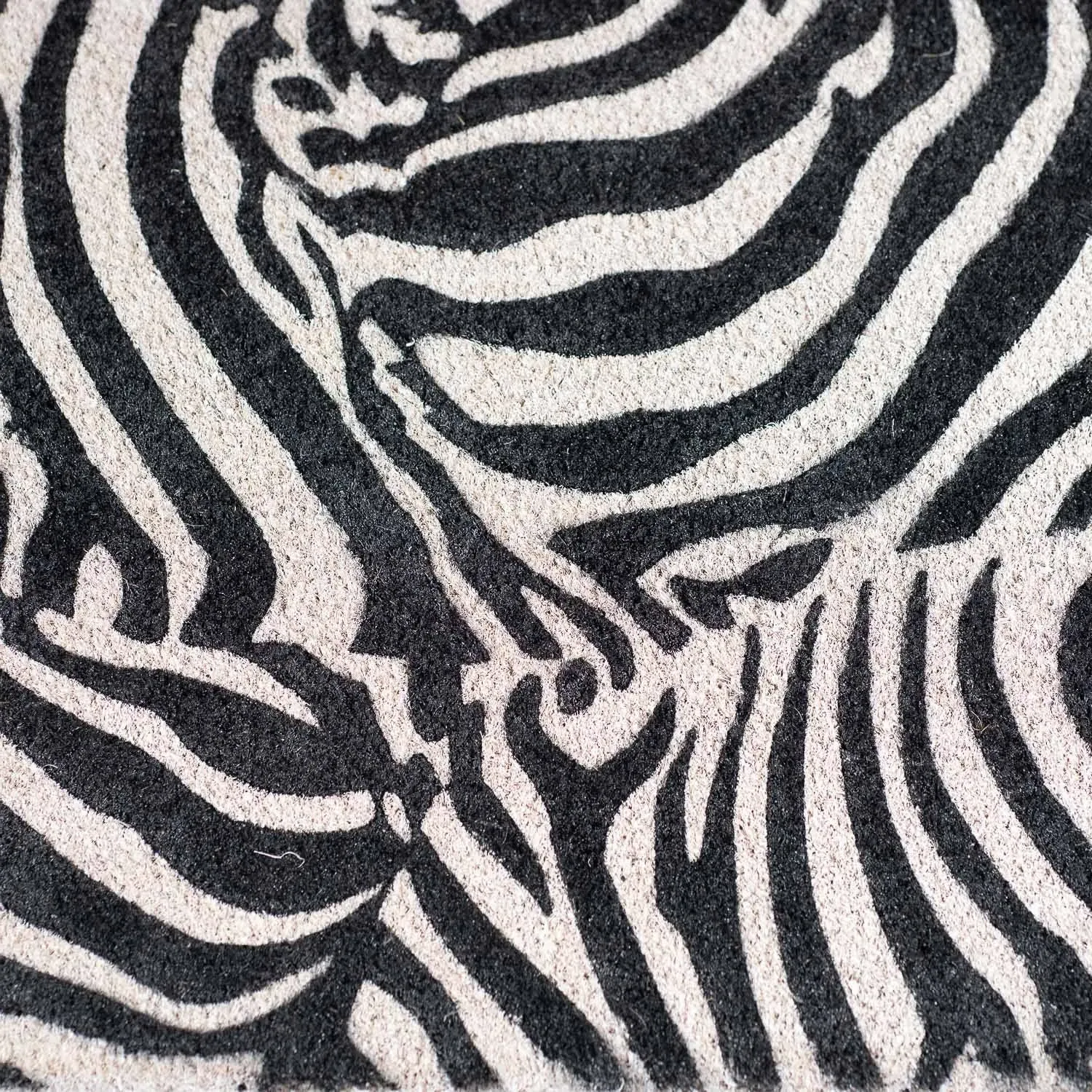 Zebra Print Doormat - Black, Coconut Fibre