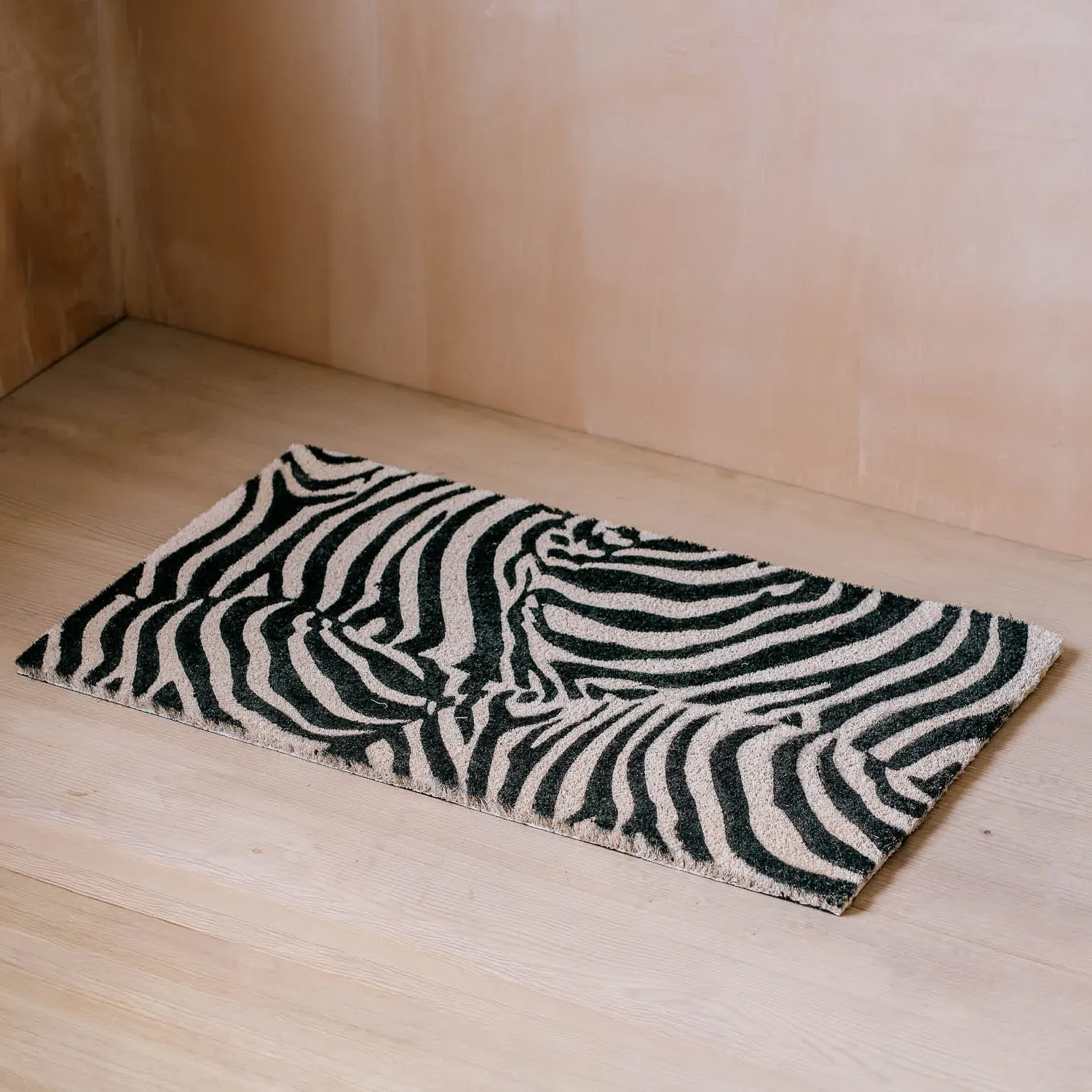 Zebra Print Doormat - Black, Coconut Fibre