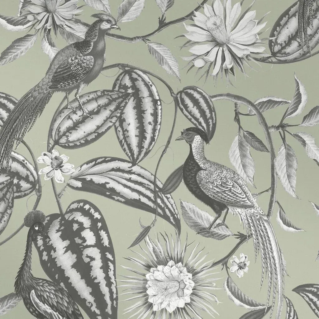 Amherst's Garden Sage Floral Wallpaper - Sage