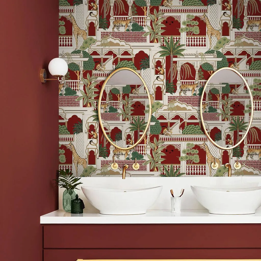 Animahal Alizarin Wallpaper - Red