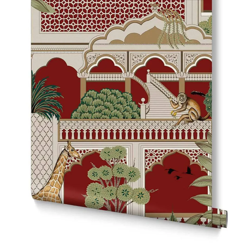 Animahal Alizarin Wallpaper - Red