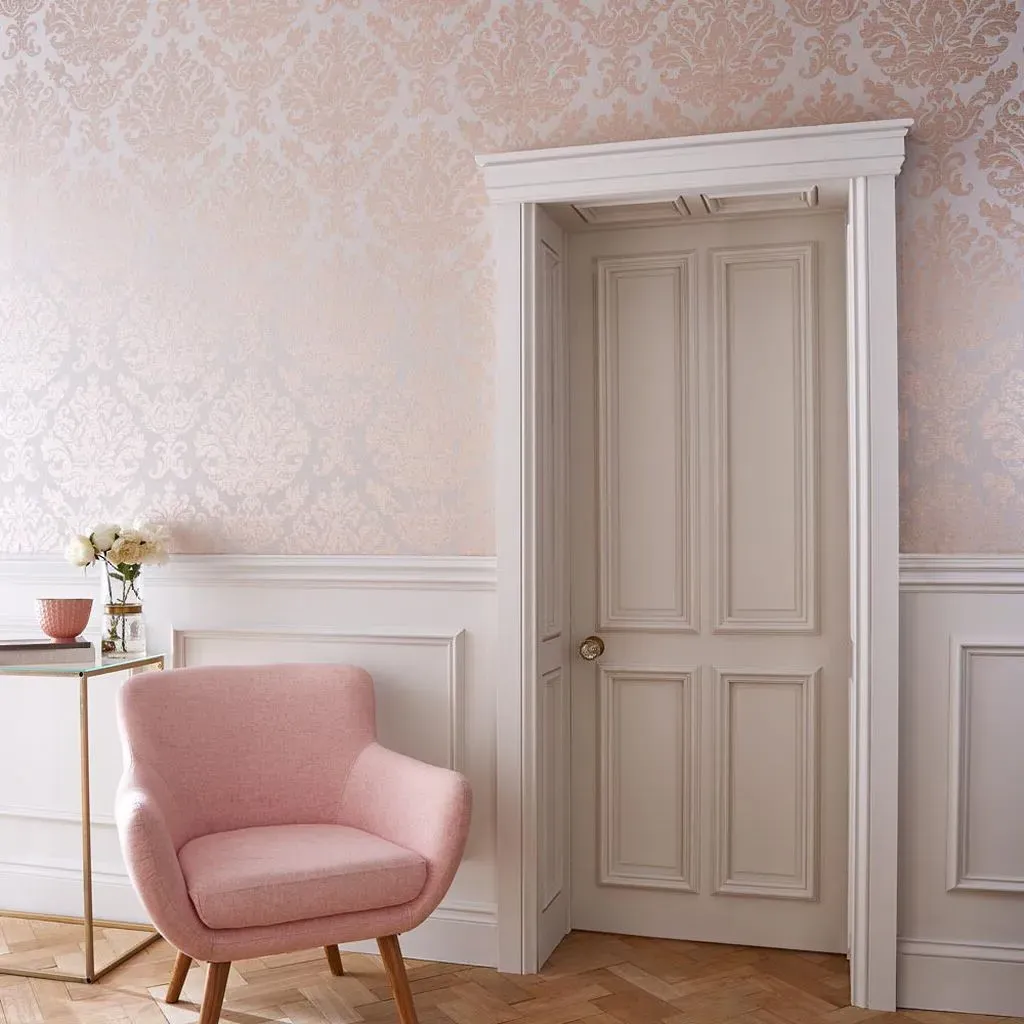 Antique Taupe & Rose Gold Wallpaper - Taupe