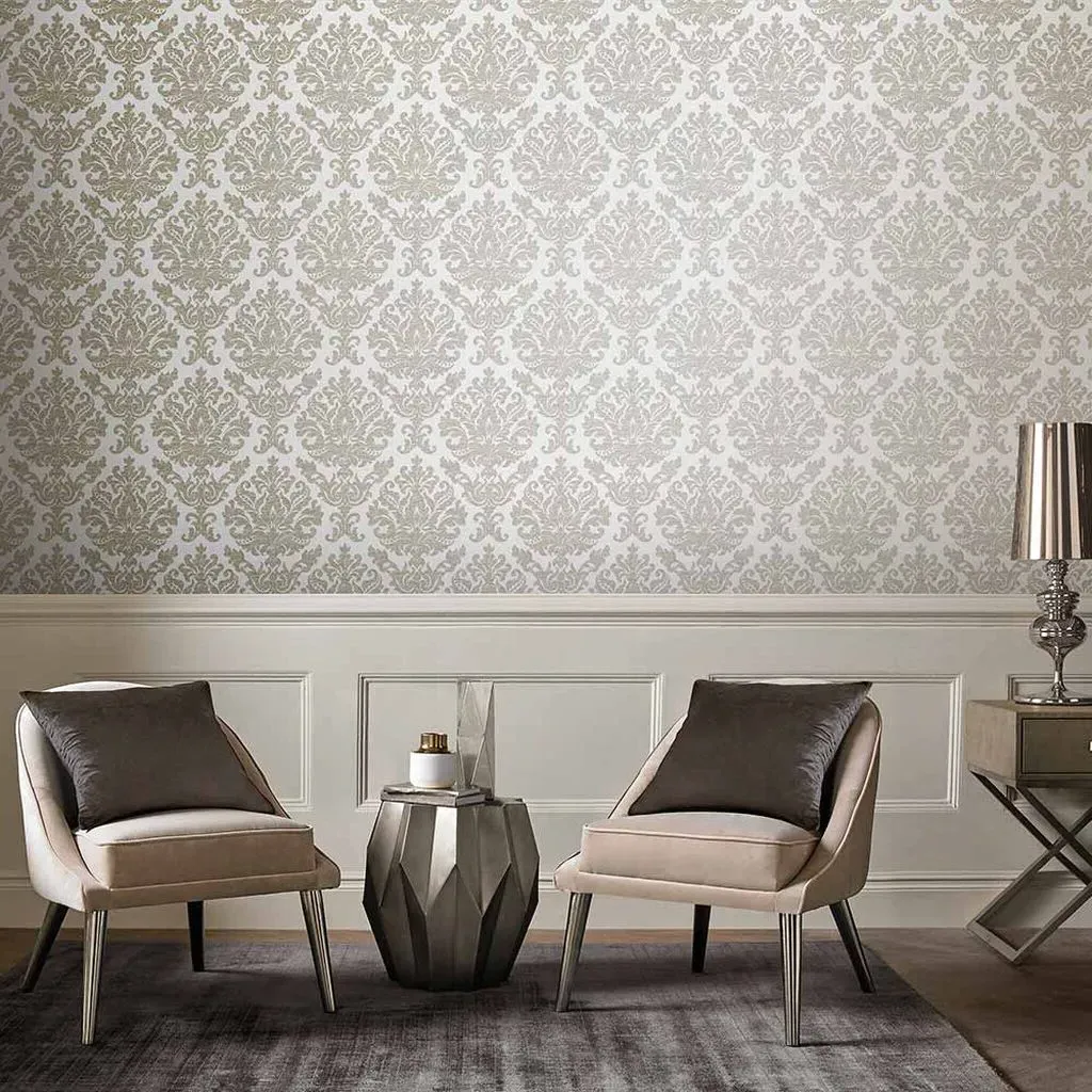 Antique Vieux Damask Wallpaper - Neutral