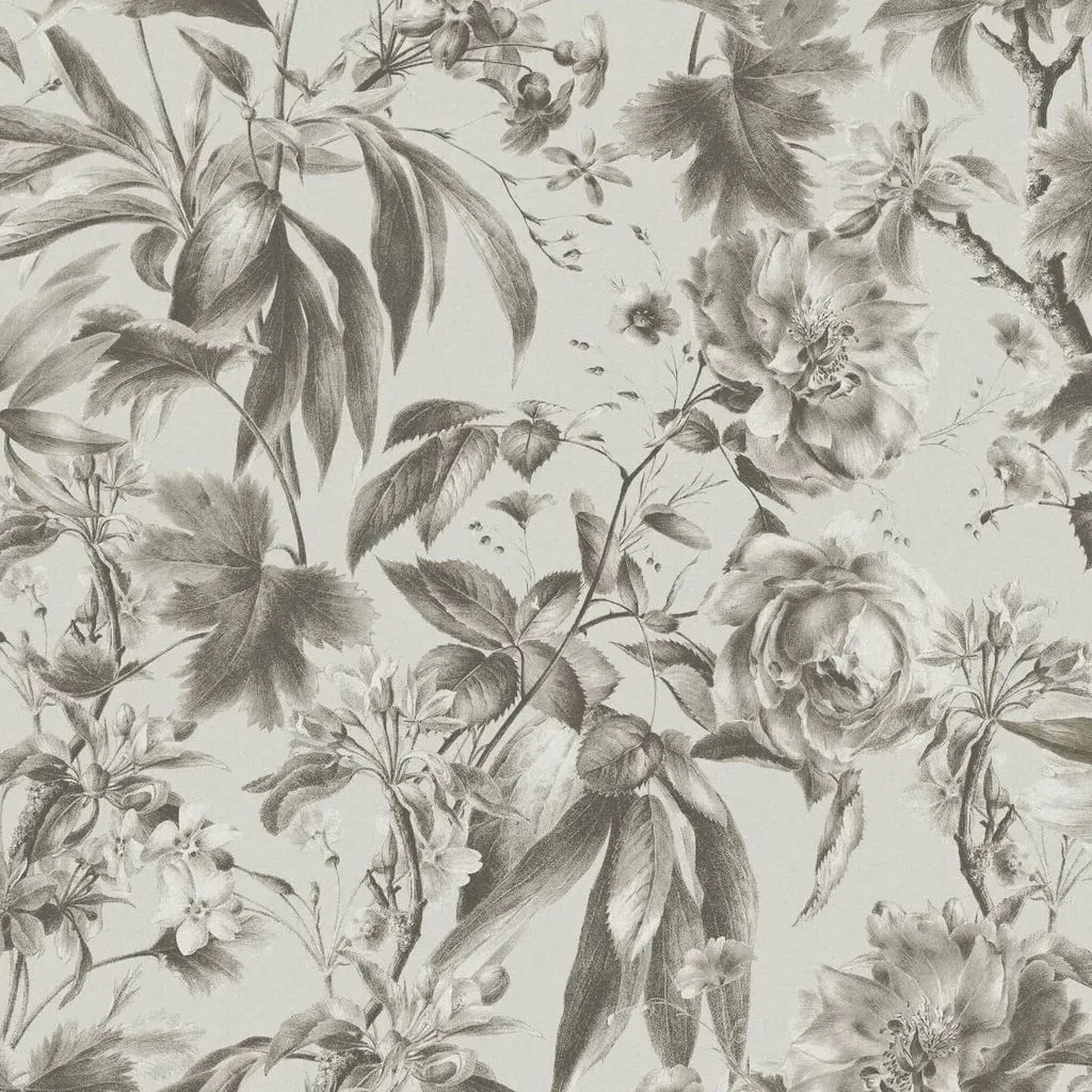 Arcane Garden Silver Floral Wallpaper - Silver