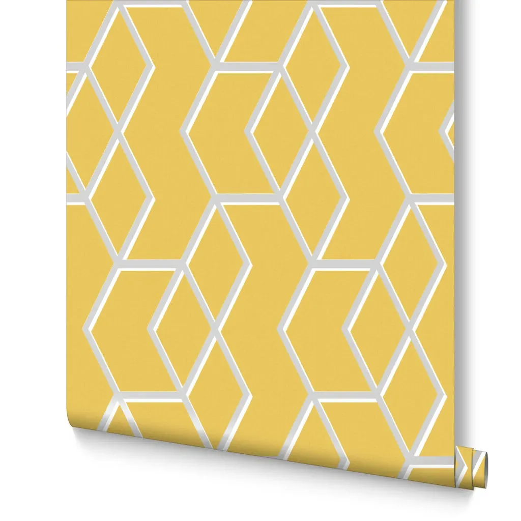 Archetype Geometric Wallpaper - Yellow, Silver