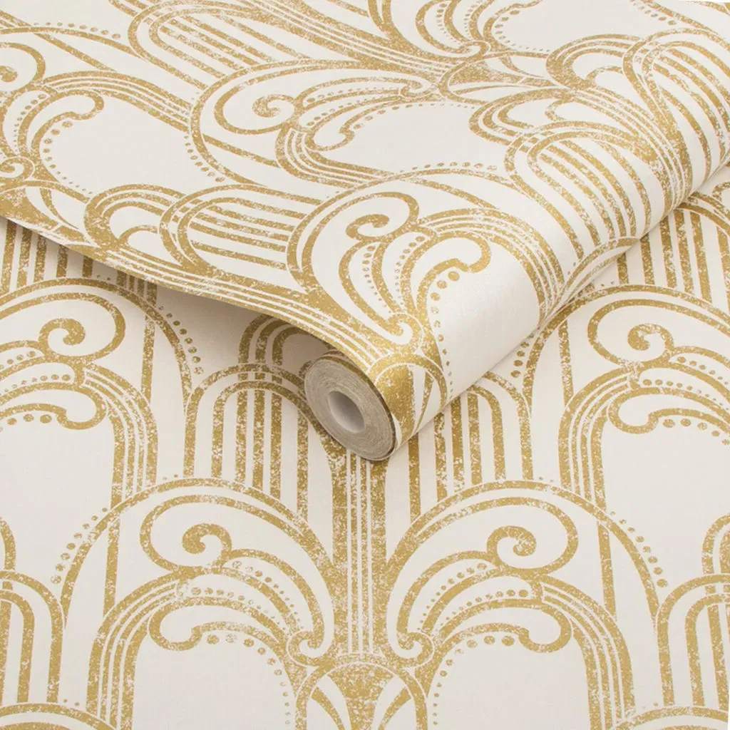Art Deco Pearl Wallpaper - Gold