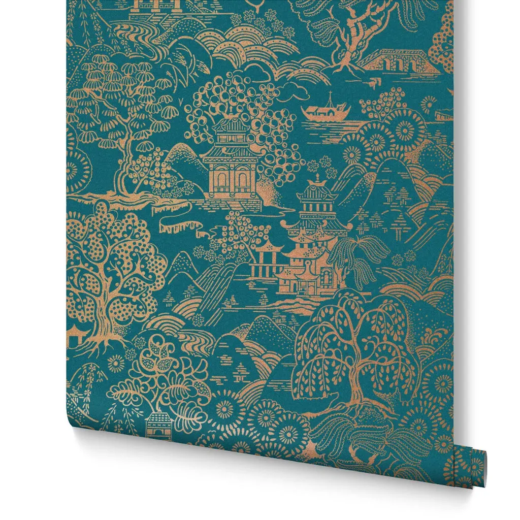 Basuto Oriental Wallpaper - Teal