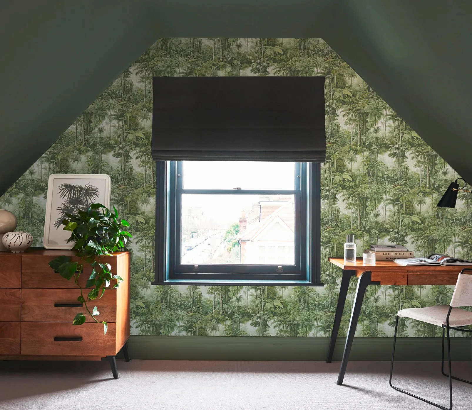 Benmore Ridge Tropical Wallpaper - Sage Fog