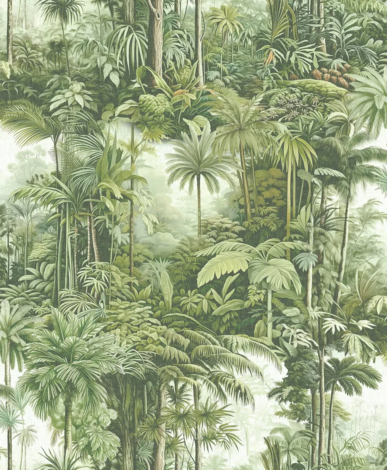 Benmore Ridge Tropical Wallpaper - Sage Fog