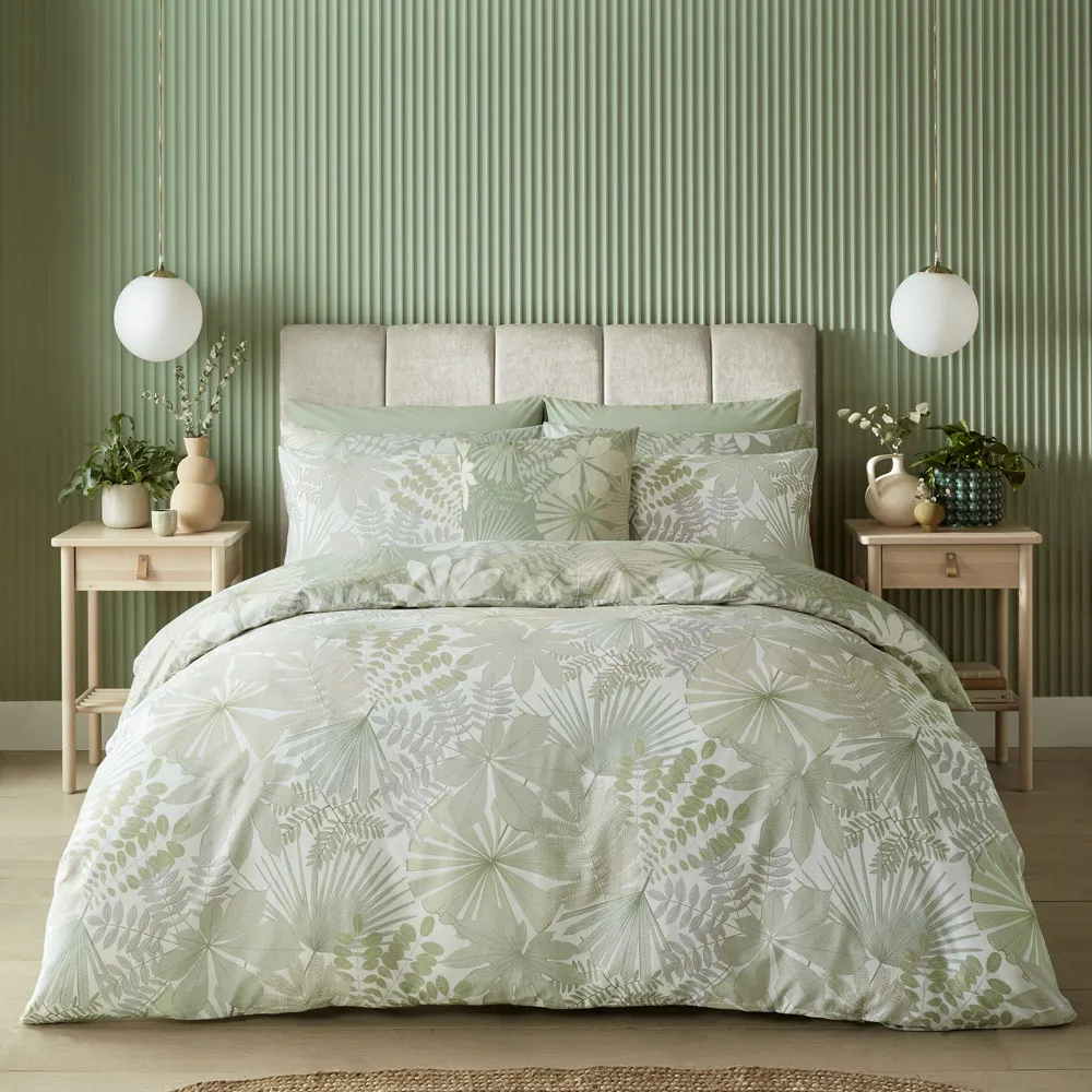 Bohemia Sage Duvet Cover Set - White, Green