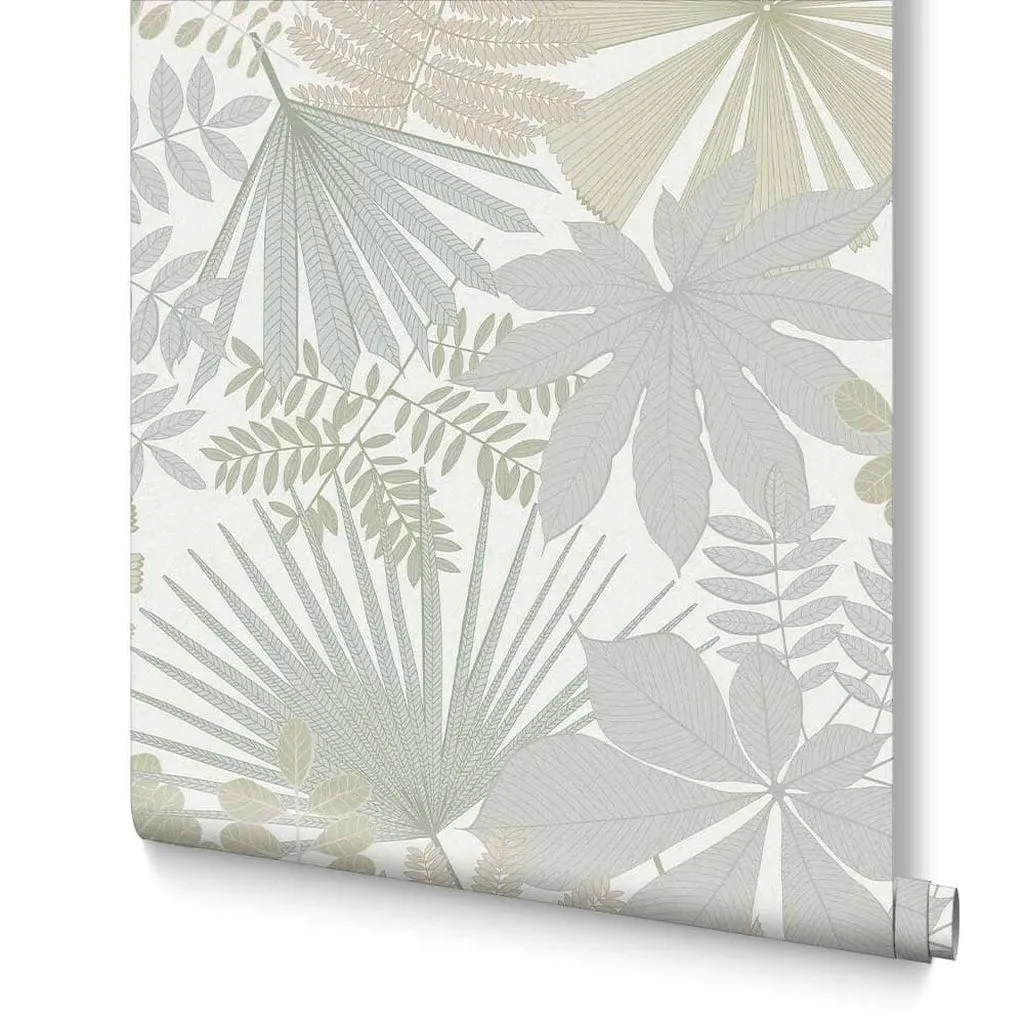 Bohemia Sage Leaves Wallpaper - Sage, Grey