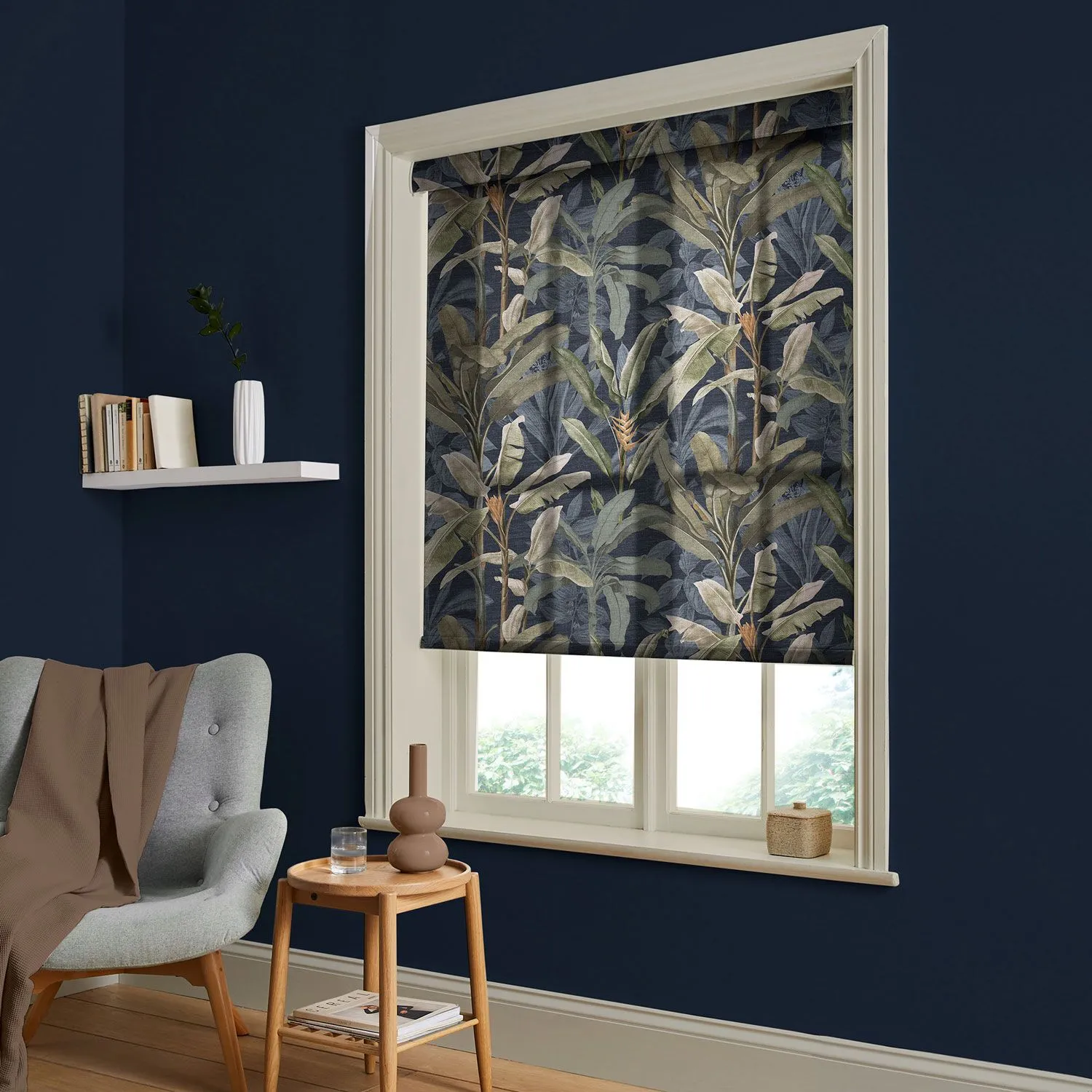 Borneo Midnight Made to Measure Roller Blind - Navy
