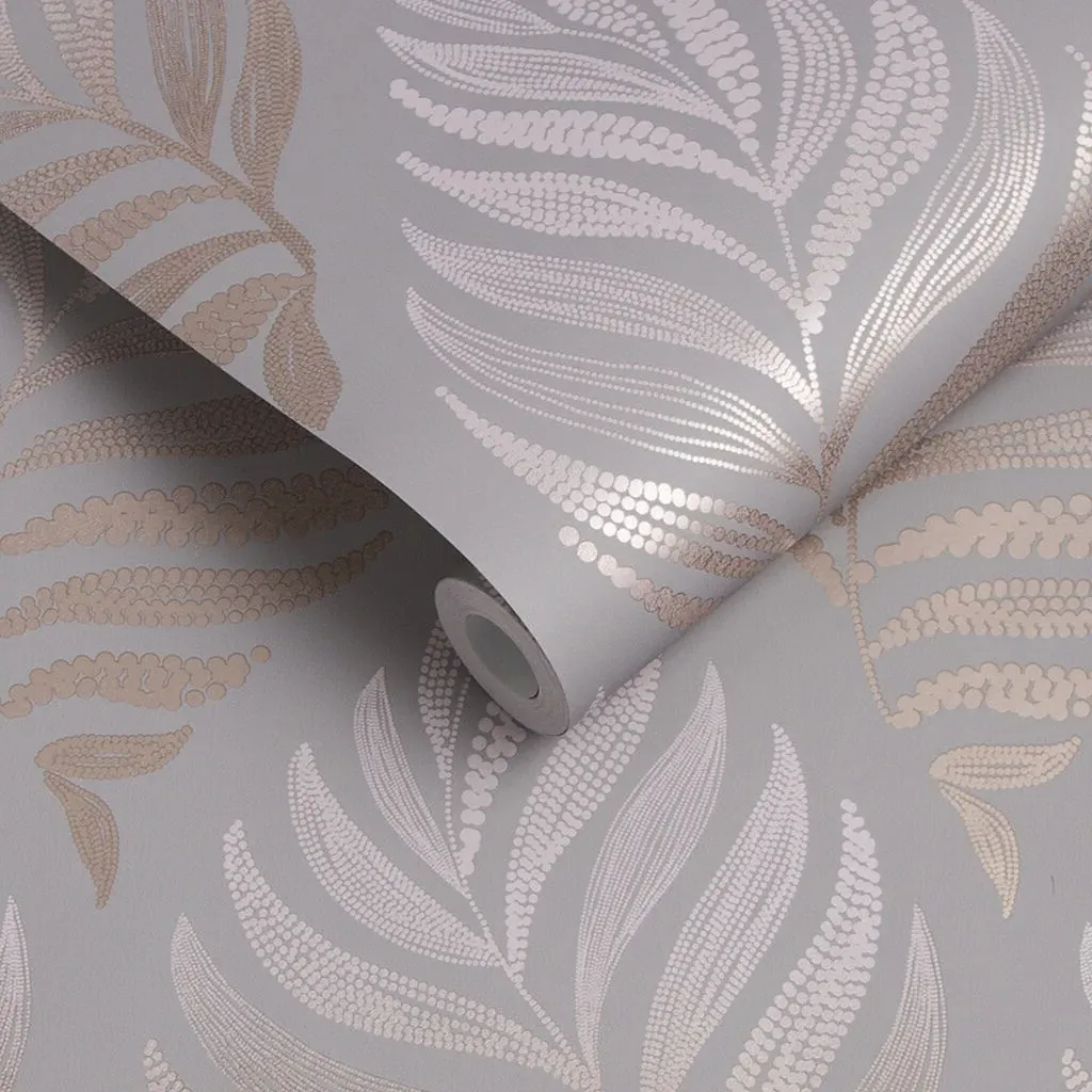 Botanica Blush Leaves Wallpaper - Grey image
