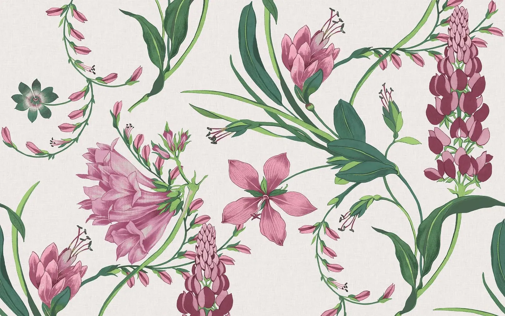 Botanists Scroll Mauve Wall Mural - Purple