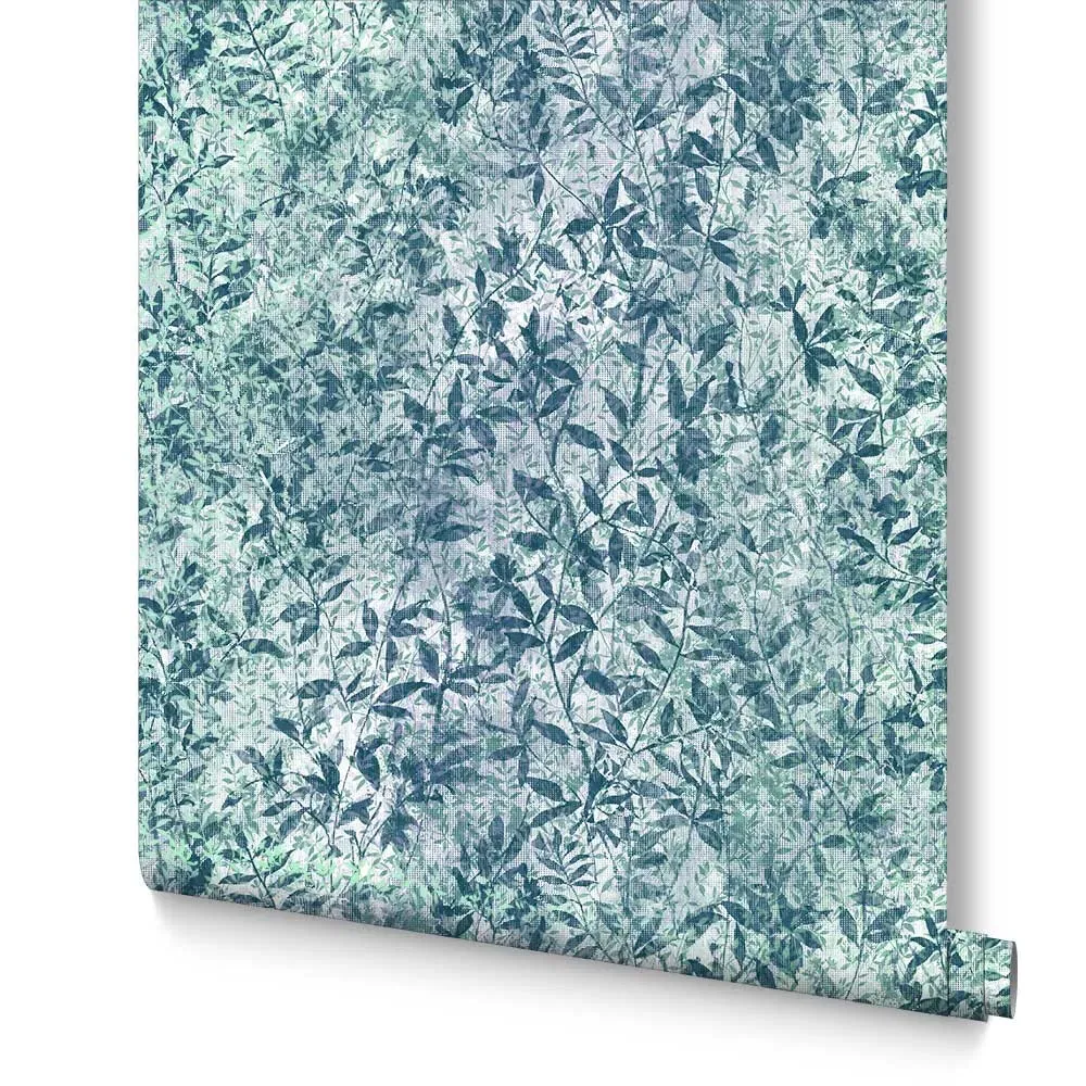 Botany Iridescent Leaves Wallpaper - Midnight Blue