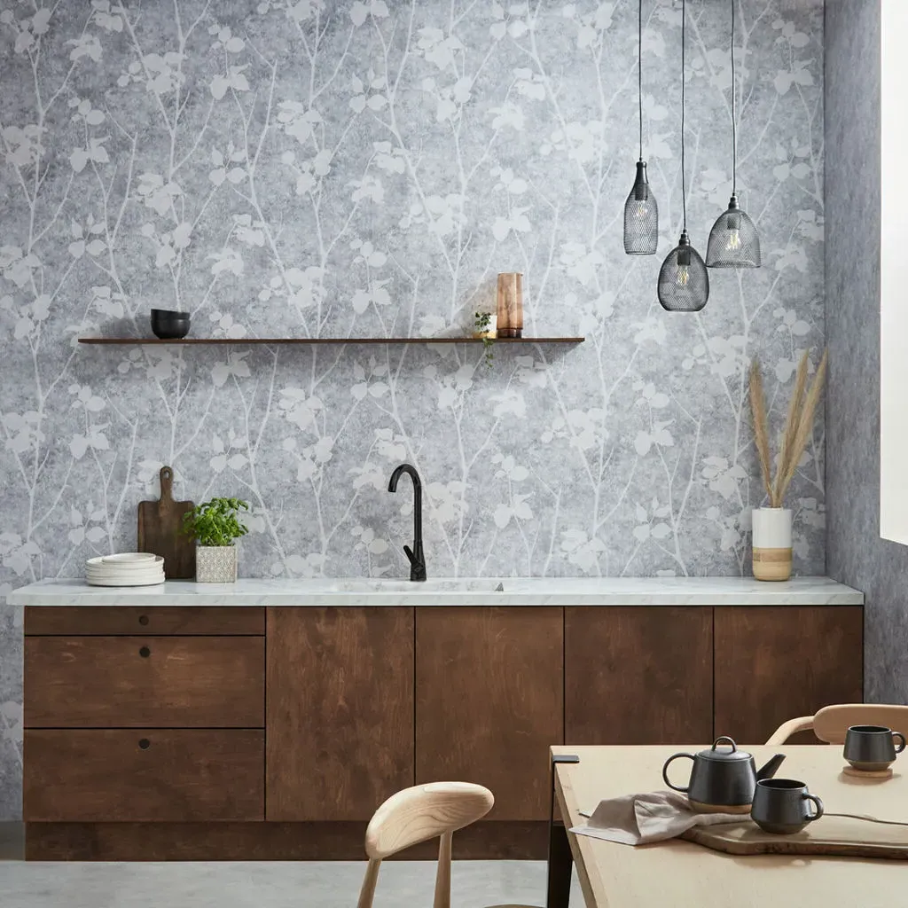 Brutal Beauty Shadow Tree Wallpaper - Grey