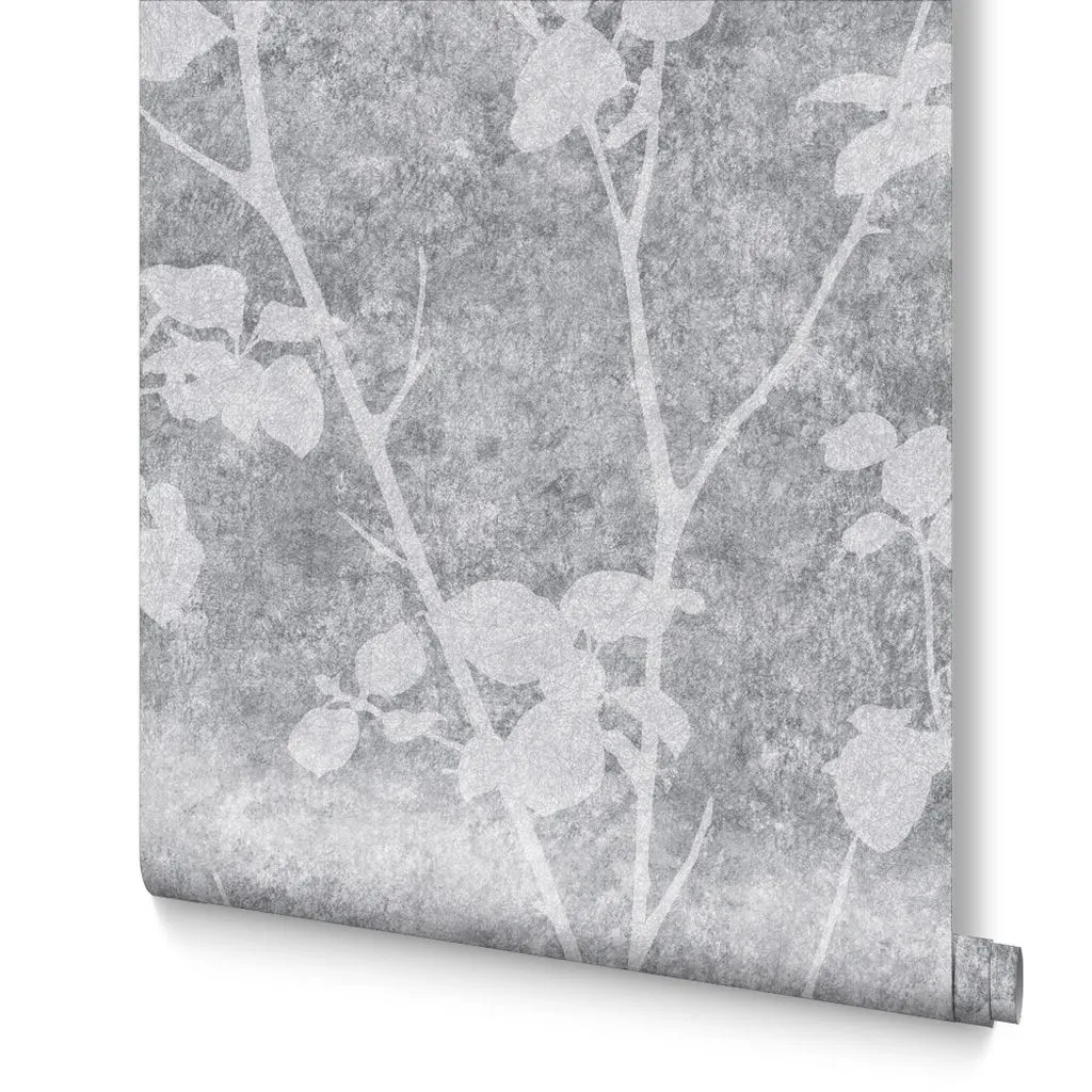 Brutal Beauty Shadow Tree Wallpaper - Grey