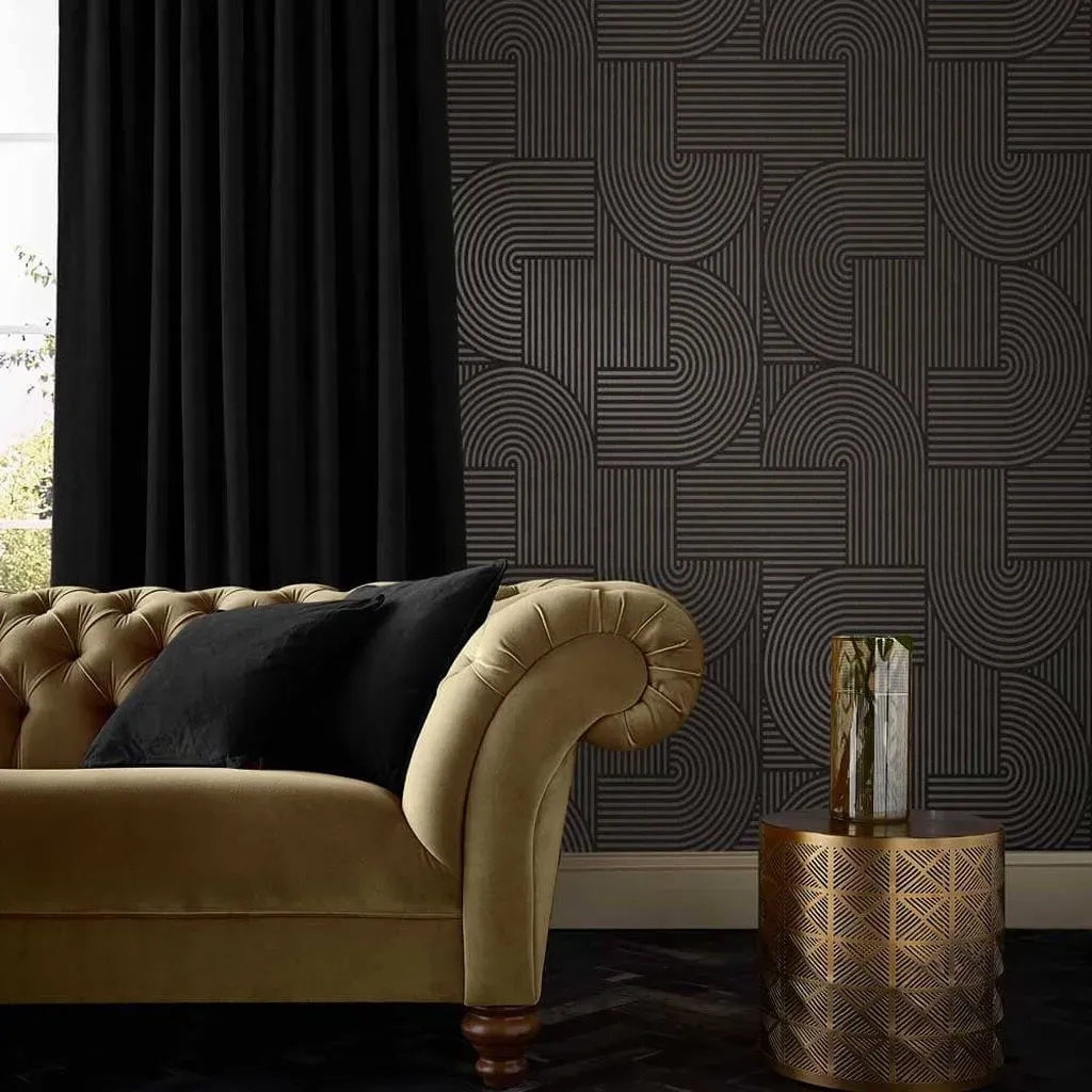 Centra Black Geometric Wallpaper - Black