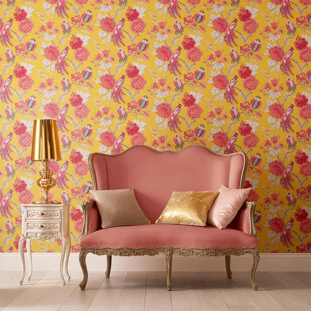 Chinoiserie Canary Floral Wallpaper - Yellow