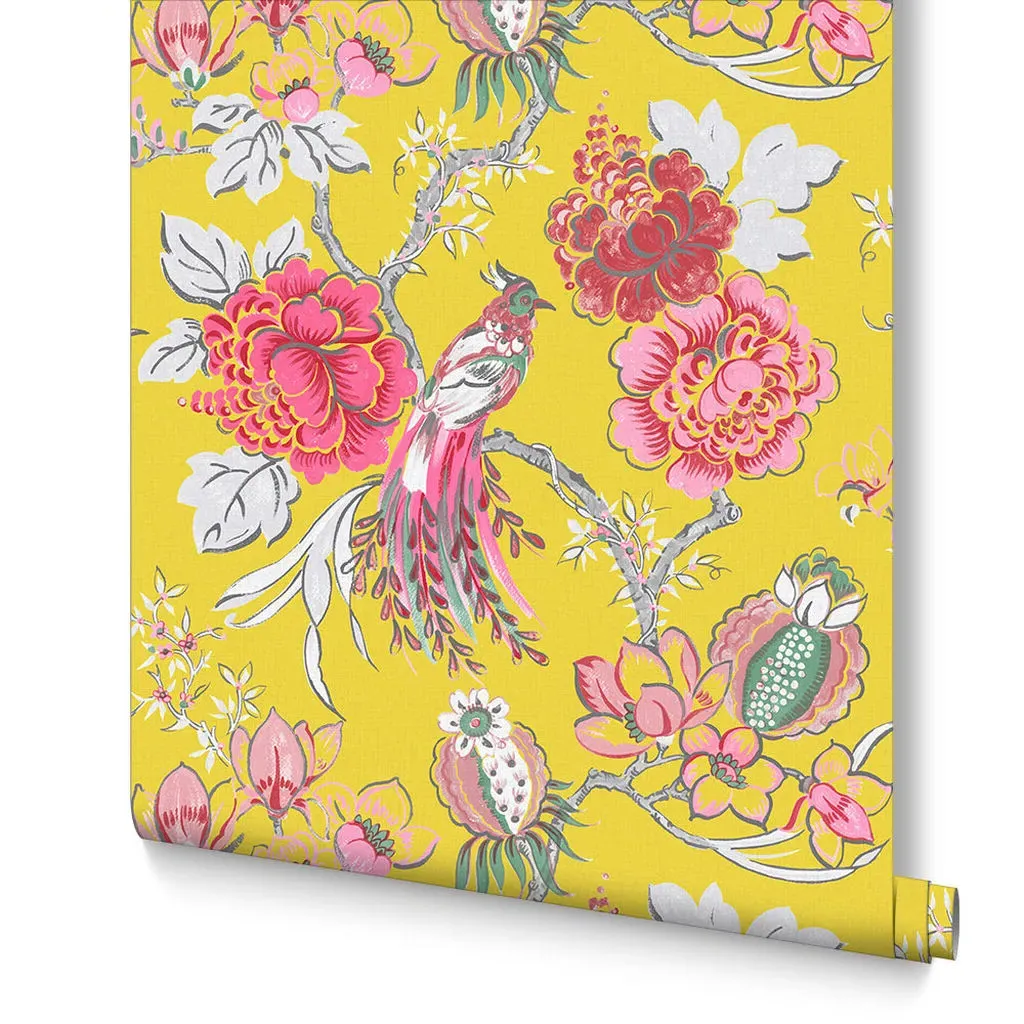 Chinoiserie Canary Floral Wallpaper - Yellow