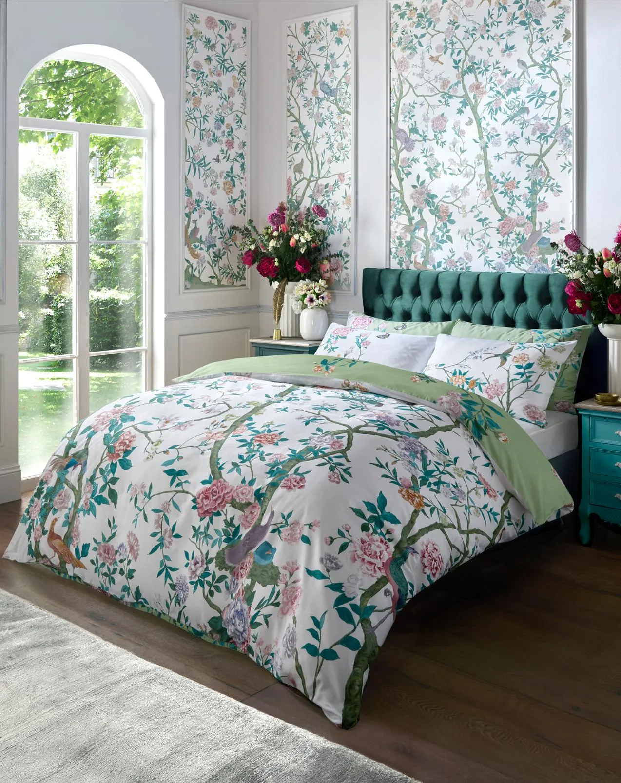 Chinoiserie Garden Duvet Cover Set - Green