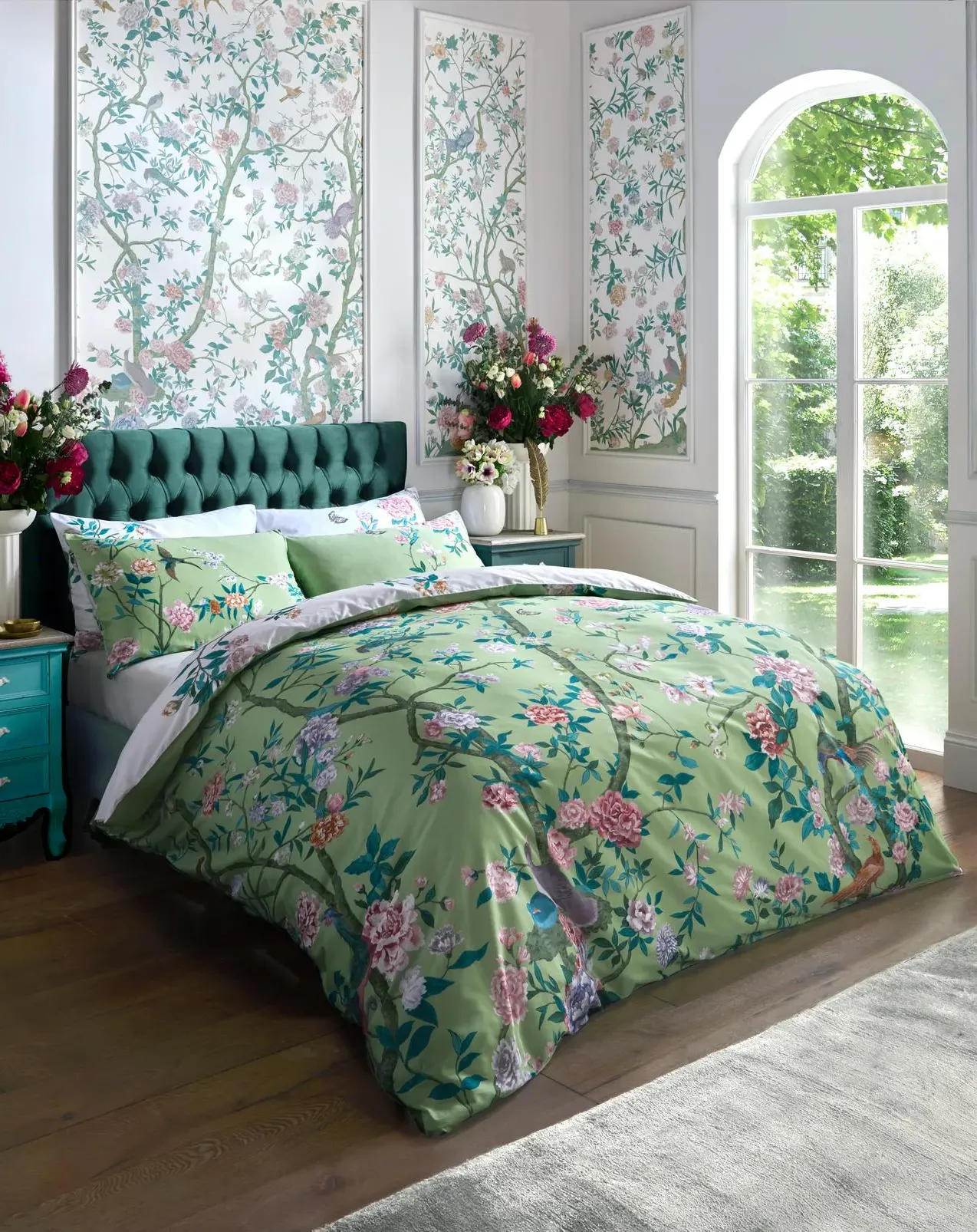 Chinoiserie Garden Duvet Cover Set - Green