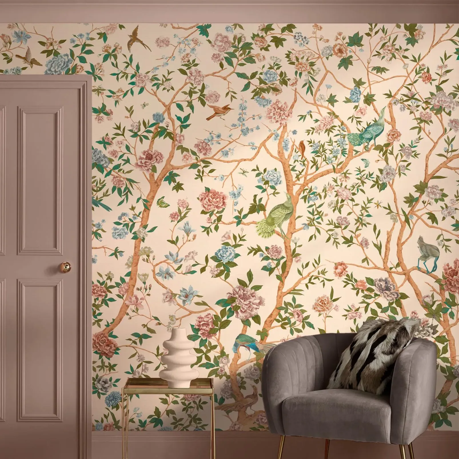 Chinoiserie Wall Mural - Neutral
