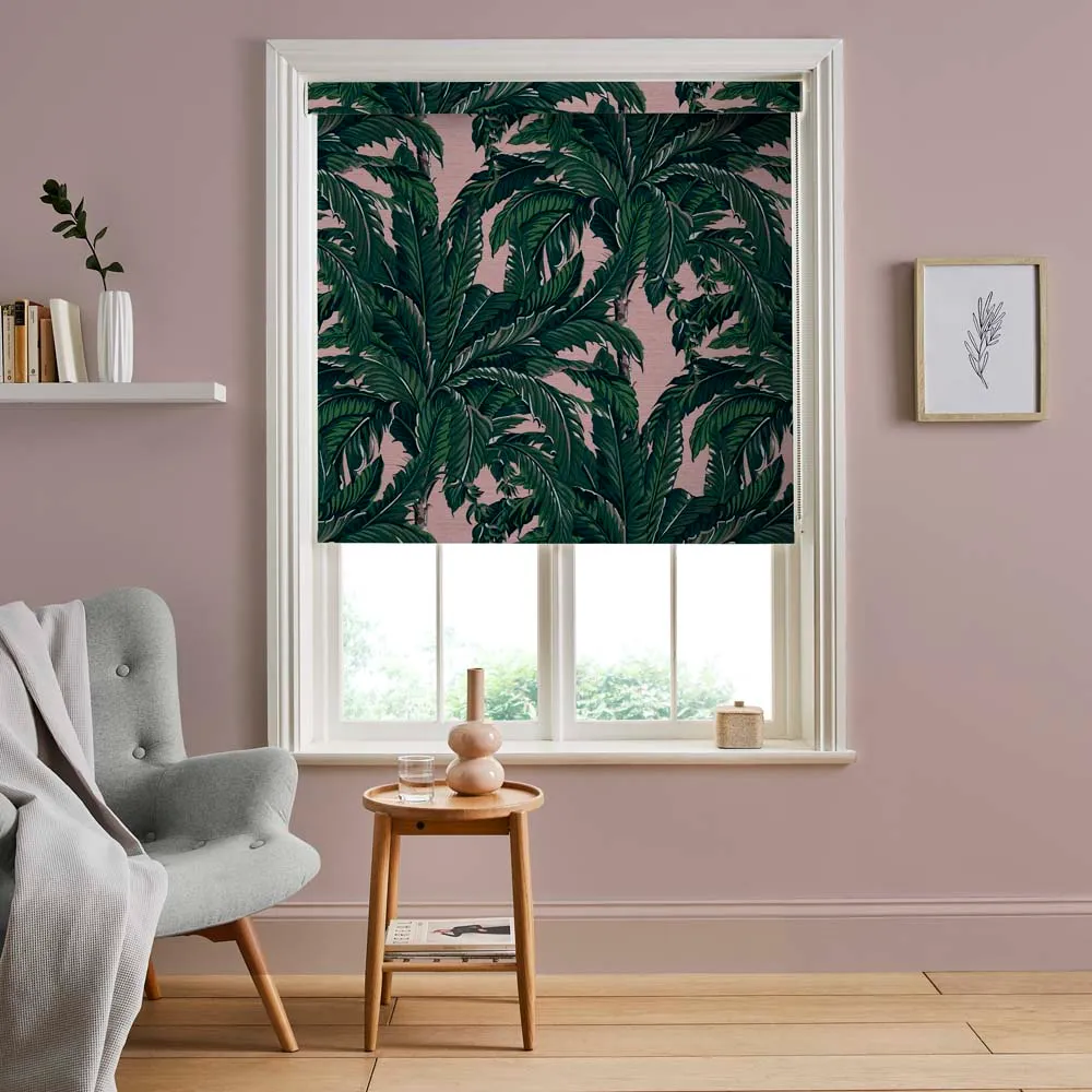 Daintree Palm Blush Made to Measure Roller Blind - Pink