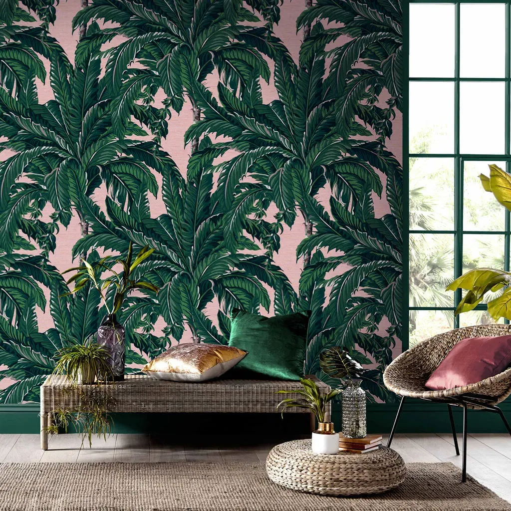 Daintree Palm Blush Wallpaper - Pink